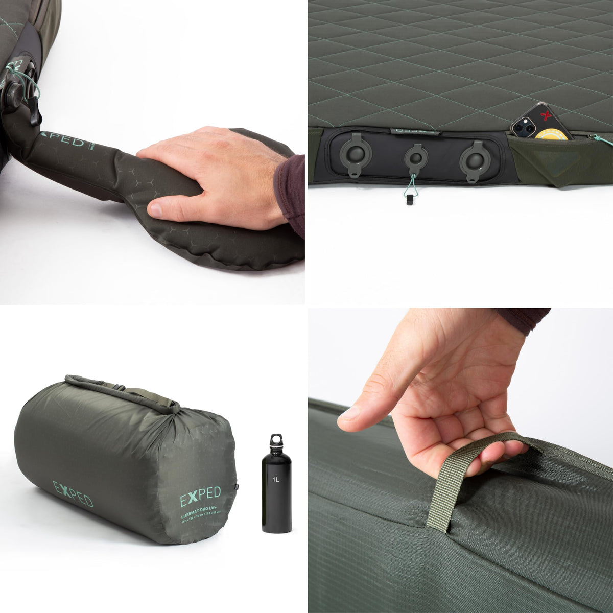 Exped LuxeMat Duo LW+ - Self Inflating Luxury Sleeping Mat, 4” Foam Pad, Pump Included