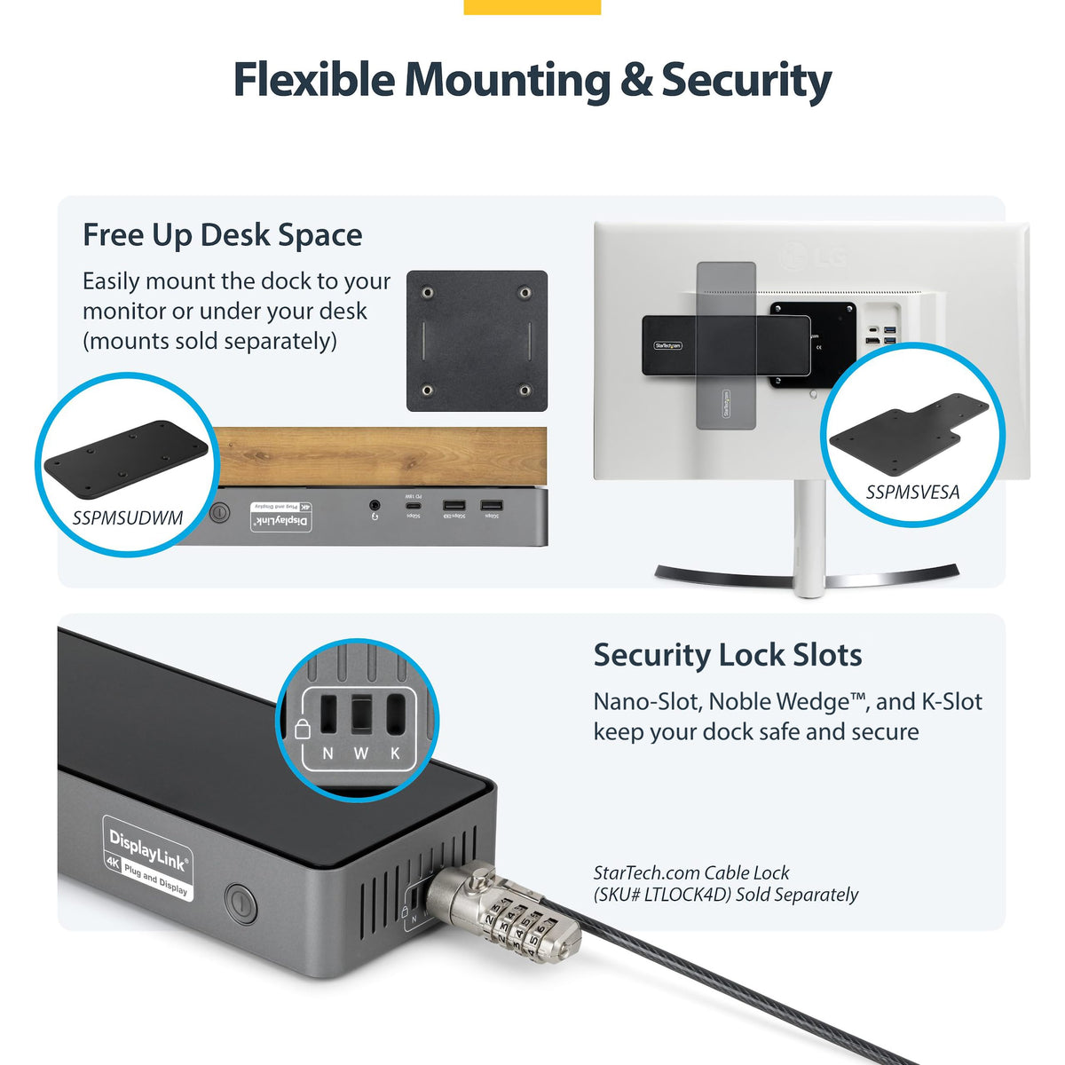 StarTech Triple Monitor USB-C Docking Station, 4K 60Hz DisplayLink Dock for MacBook M1 M2 M3 M4 & Windows, 2.5GbE, 2X HDMI & 2X DP, 140W Laptop Charging, USB-C DP Alt Mode - TAA