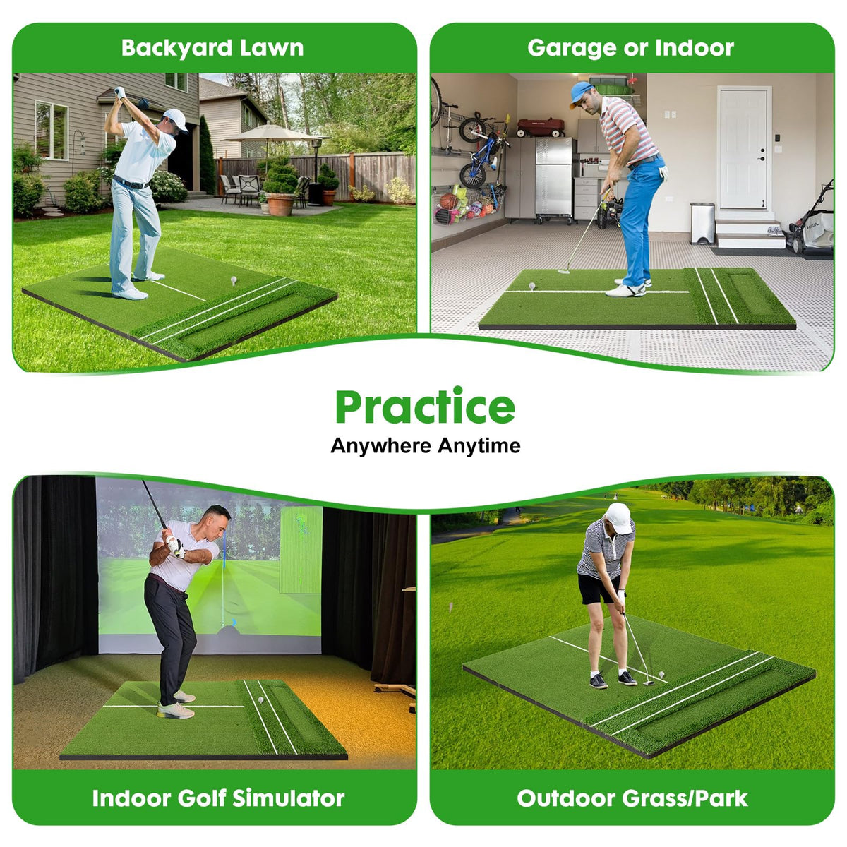 RELILAC 5x4ft Golf Mat with Ball Tray, 26mm Thickened Golf Hitting Mats for Backyard, Driving Range, Indoor & Outdoor Practice, Turf Matt with 3 Tees for Chipping Swing Driving Training