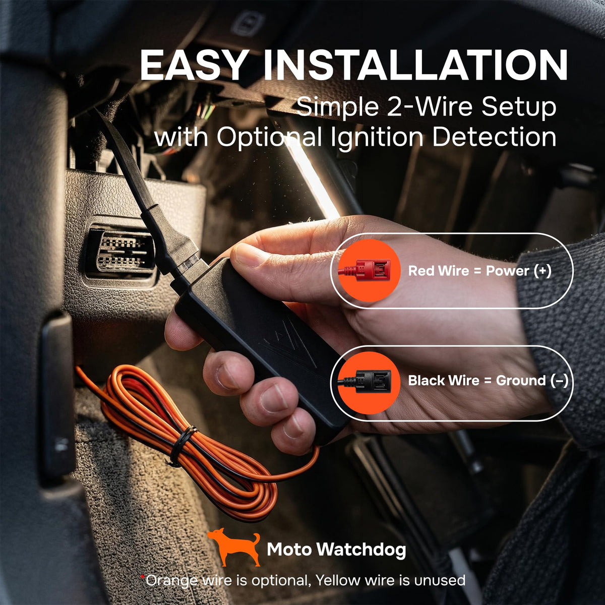 Wired GPS Tracker for Vehicles, No Subscription with Real-Time Location, Easy Install, Speeding Monitoring, Route History, Geofence, for Fleets & Families, USA, Moto Watchdog