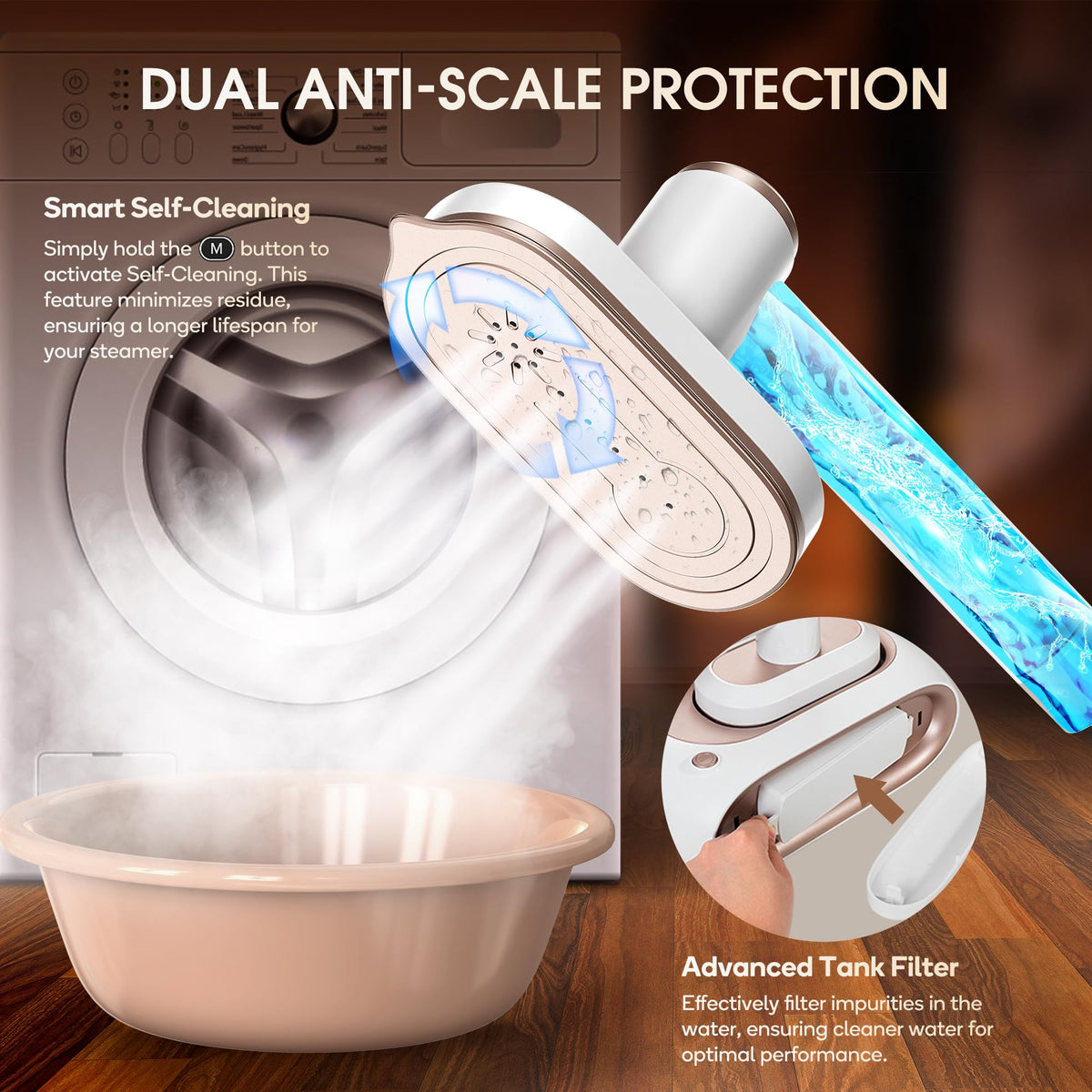 Newbealer 2In1 Pro Steam Station Iron, 1550W Turbocharged Steam for Clothes, 3-Level Steam & Dry Ironing, 30s Heat Up, 1.2L Detachable Tank, Auto-Off, Self Cleaning, Innovative Storage for Household