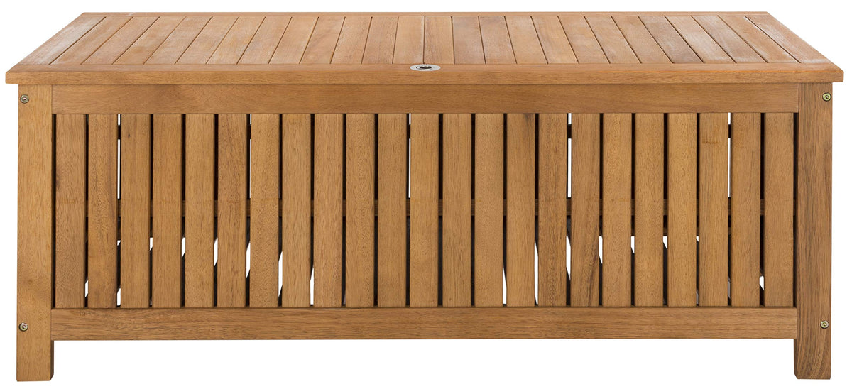 SAFAVIEH Outdoor - Abri Cushion Storage Box - Solid Wood - Coastal Resort Storage Bench Design - Ideal for Patio, Deck, Porch, Backyard, 18" W x 47" D x 19" H (PAT7037A)