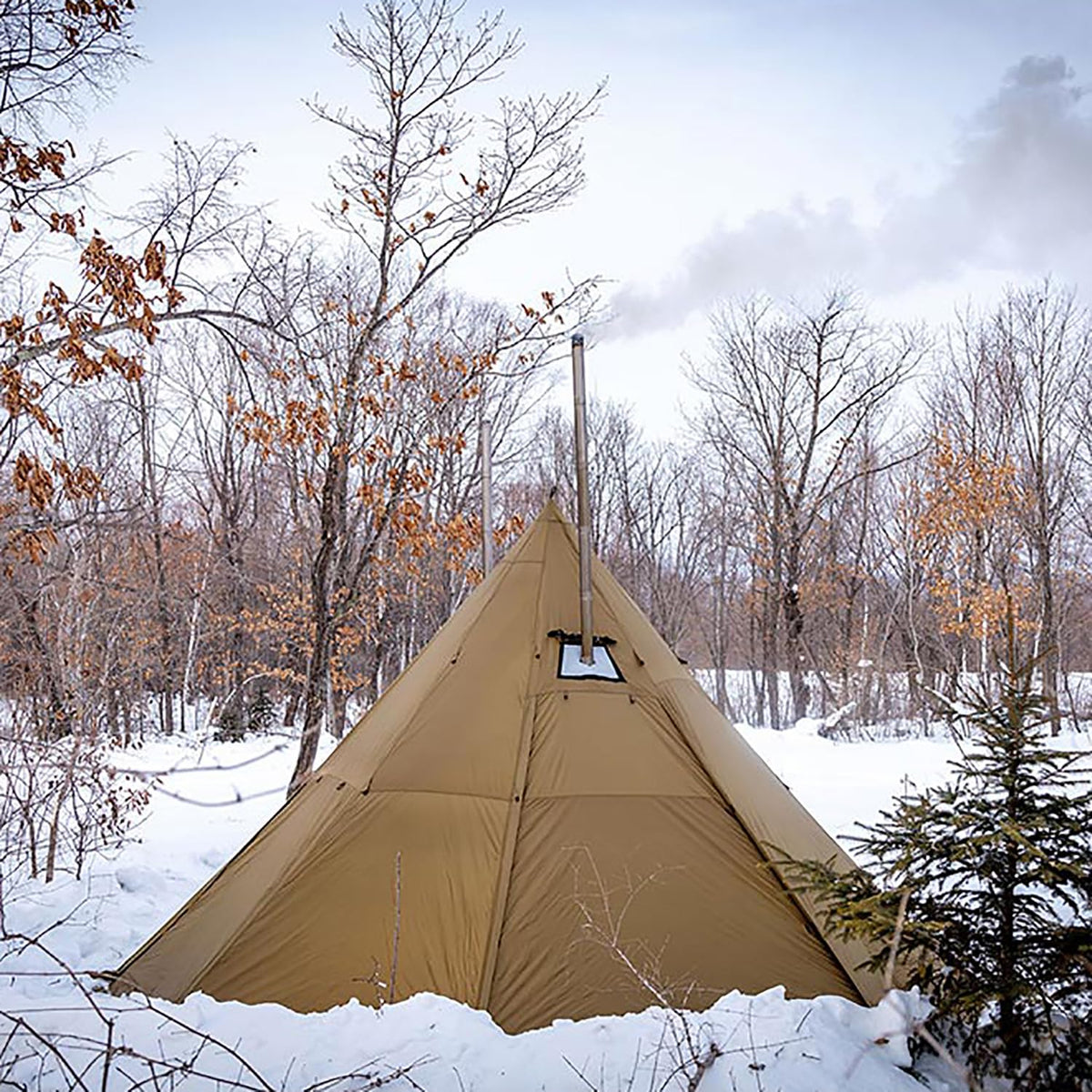 POMOLY Tipi Tent Camping Hot Tents, Bromance 70 Pyramid with 3 Stove Jacks for 2-4 Person Hiking Hunting (with Inner Tent)