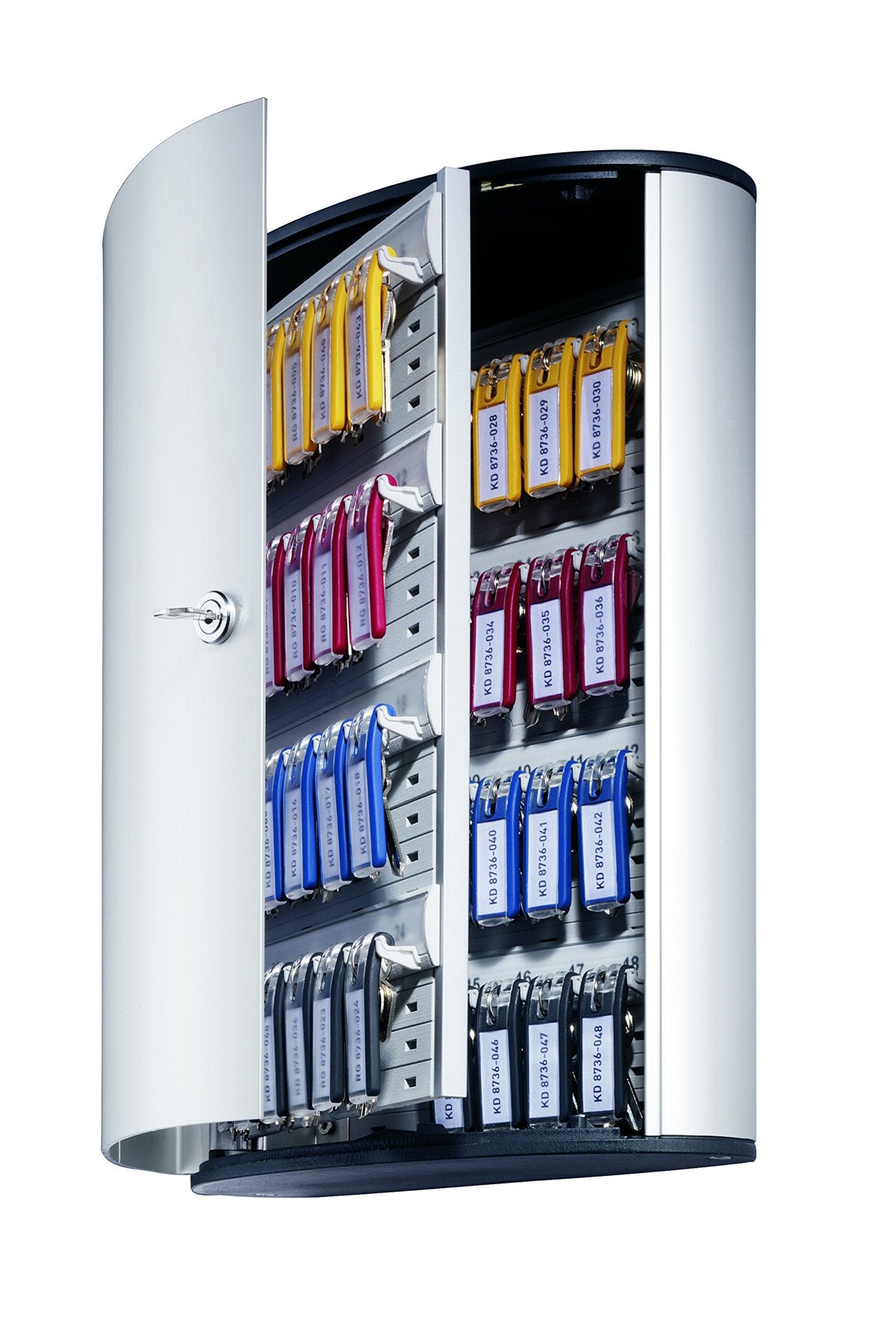 Durable Key Safe Box 72 - Wall Mounted Key Holder Cabinet with Combination Lock Holds 72 Key Clip Tags - Securely Lock Keys - Aluminum Blue Key Safe Including 6 Key Clip Tags