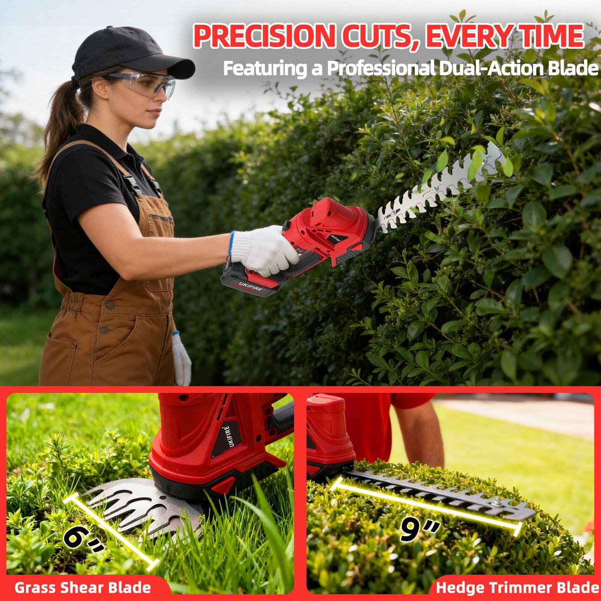 4-in-1 Electric Pole Hedge Trimmer, Cordless Bush Trimmer & Grass Shear with Extension Pole, 4.0Ah Battery & LCD Display, 180° Adjustable Angle, 16 Ft Reach, Powerful Branches Cutter for Tree