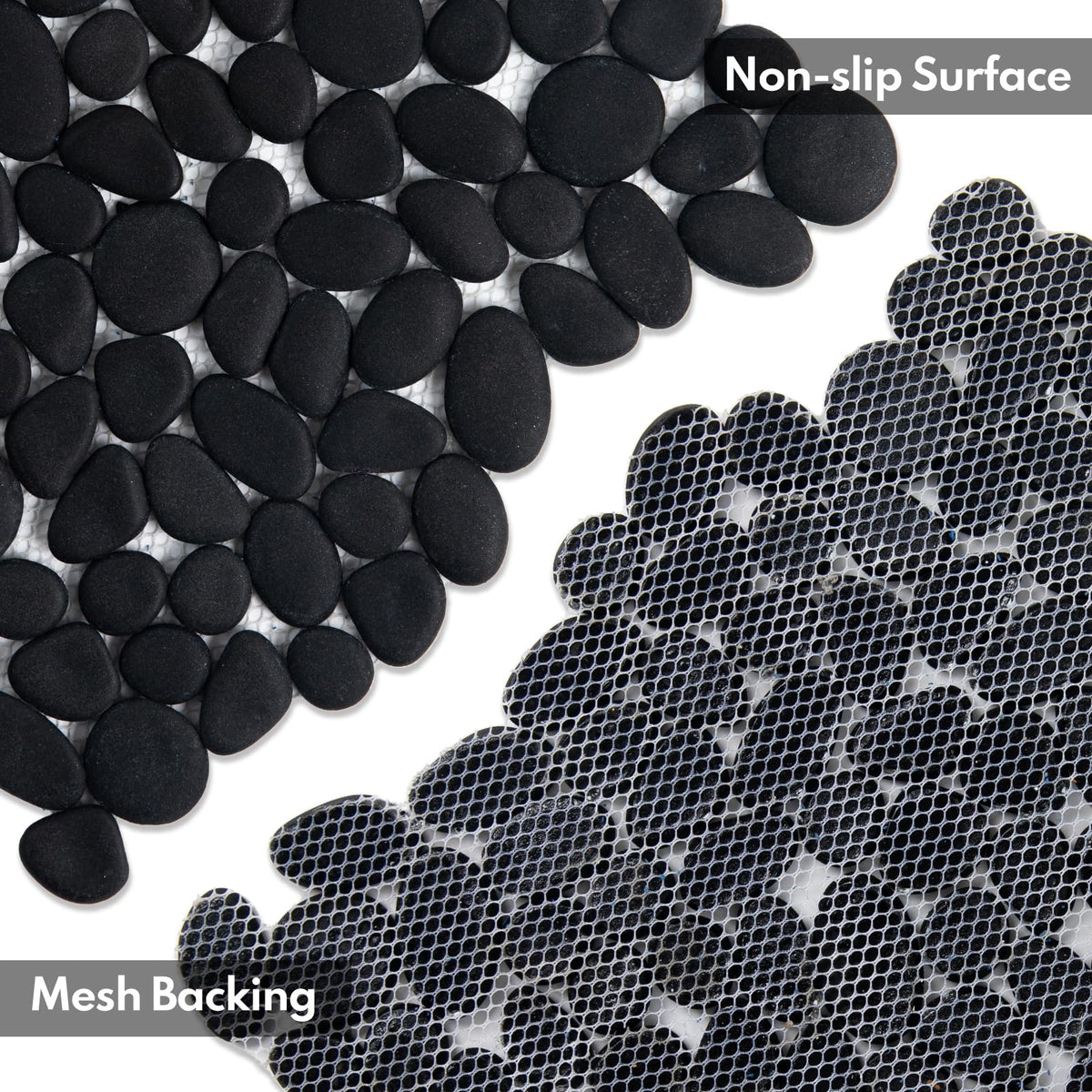 Lovdeco Pebble Tile Shower Floor, Mosaic Pebble Backsplash for Wall, Stone Tiles for Bathroom and Outdoor Garden, 5 Sheets, Black