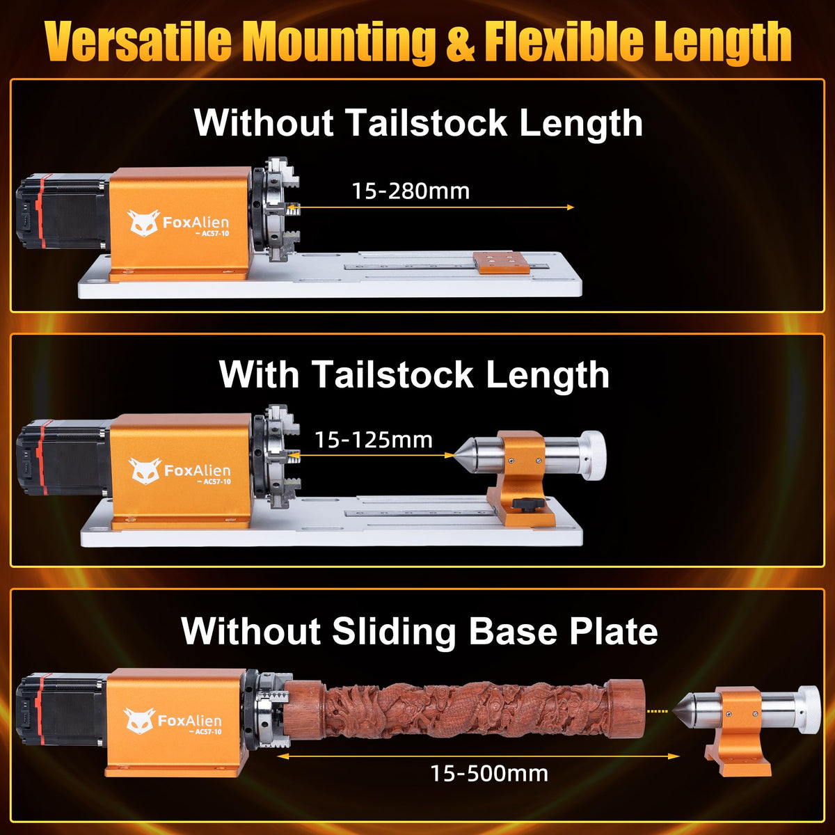 FoxAlien XE-PRO 3-Axis CNC Router Machine + NEMA23 4th Axis Rotary Engraving Module for Engraving Curved Surface and Cylindrical Object