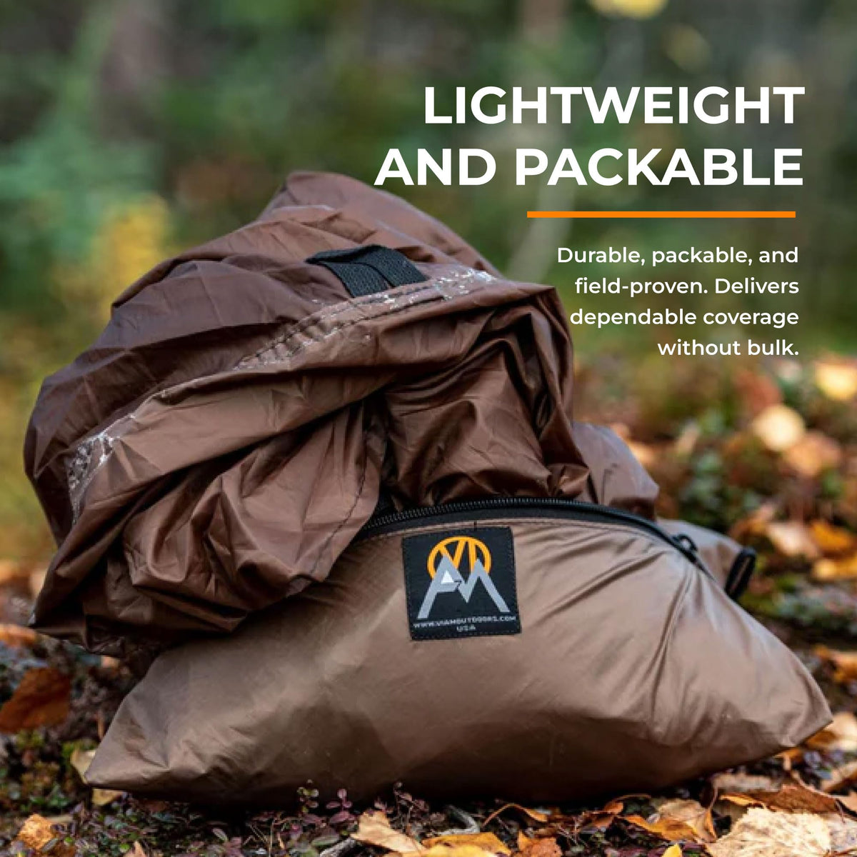 VIAM Outdoors Baldy Tan Tarp: Waterproof Camping Tarp for Hunting, Glassing, Hammock Rain Fly, Ultralight Backpacking Gear Sun Shelter & Heavy Duty Outdoor Protection - 1.1oz
