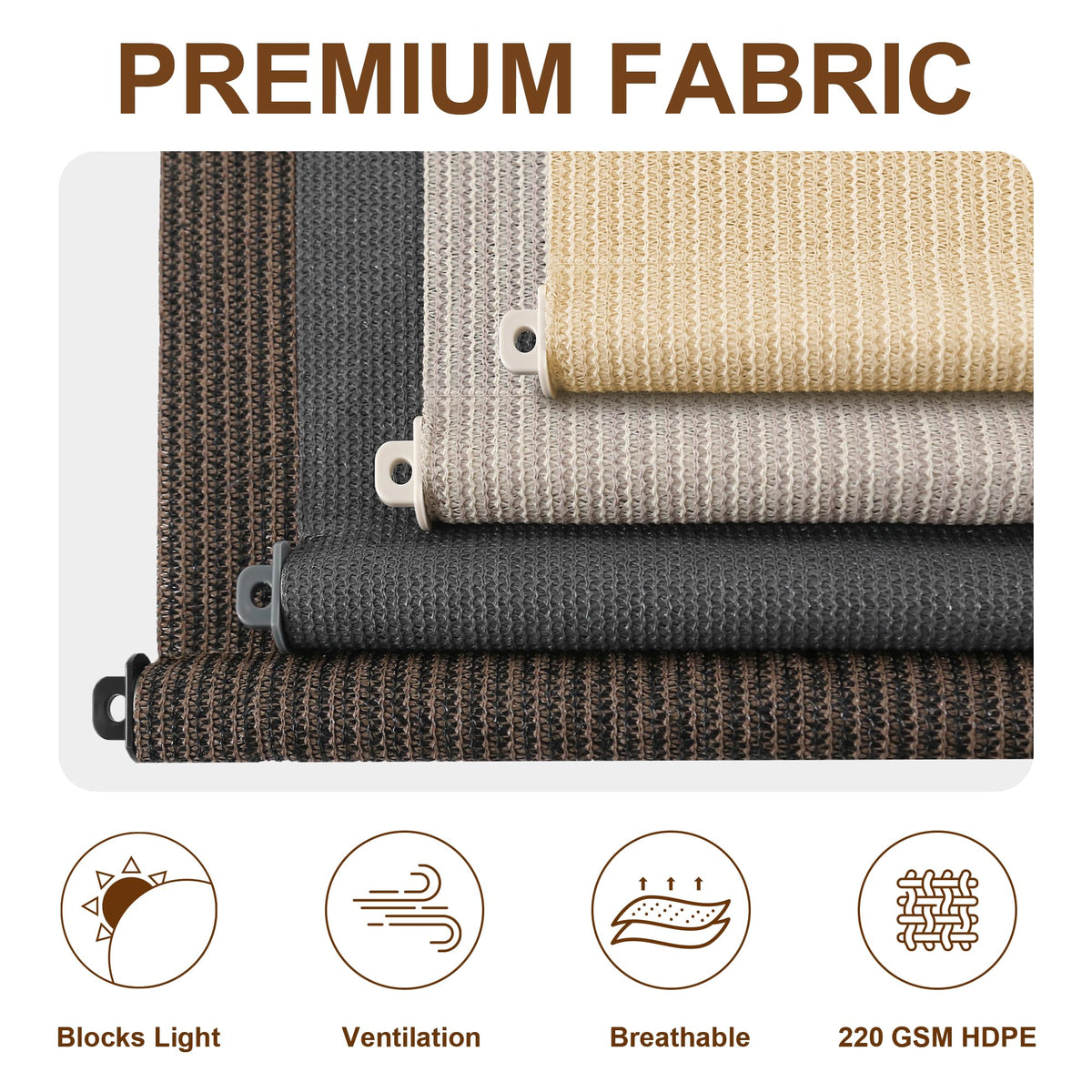 AOSKY Outdoor Roller Shades, Cordless Patio Shades Roll Up Outdoor Blinds, Roller Blinds Cloth for Porch Pergola Balcony Backyard Windows, 96" W x 96" H, Wheat