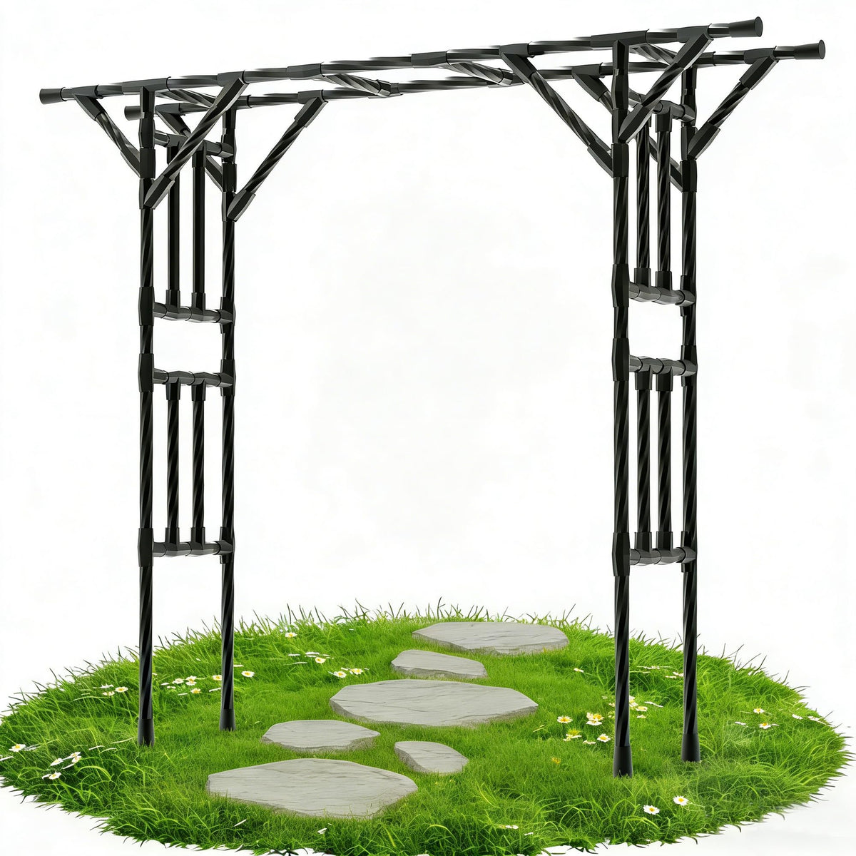 Trellume Garden Arch Trellis - 106.3" L×106.3" H Extra Large Flat Top Arbor Trellis with Coated Steel Pipe, Trellis for Climbing Plants Outdoor, Heavy Duty Abor Archway for Wedding Decor(25MM Pipe)