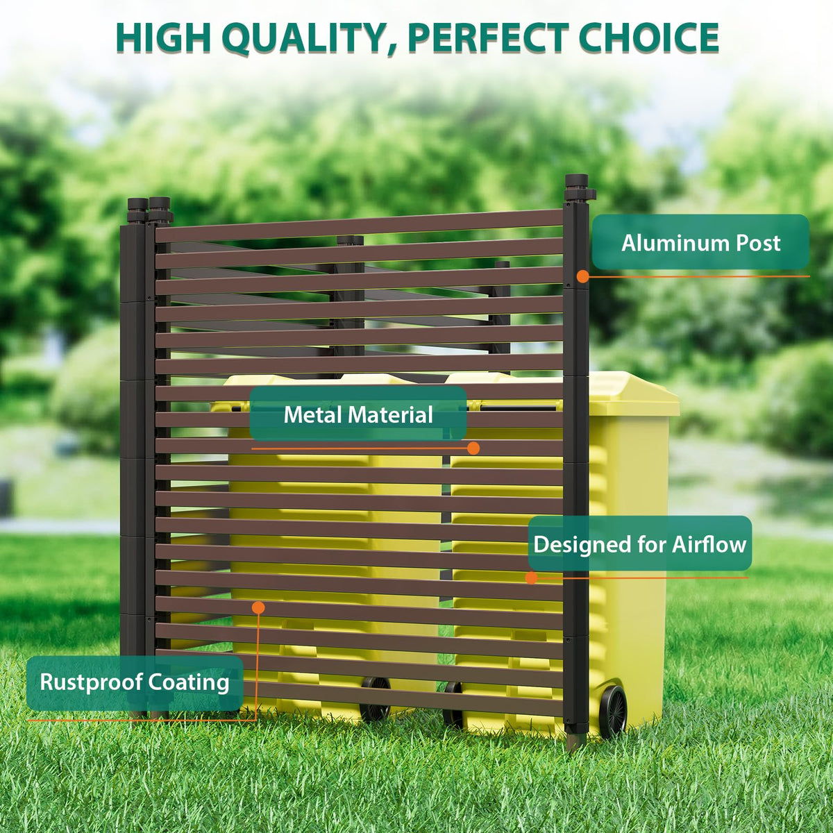 3 Pack Privacy Fence Panels for Outside, 48" h x 106" w No-Dig Metal Garden Fencing, Rustproof Decorative Panels for AC Cover, Pool & Trash Can Enclosures, Yard & Flower Bed Border, Easy Install