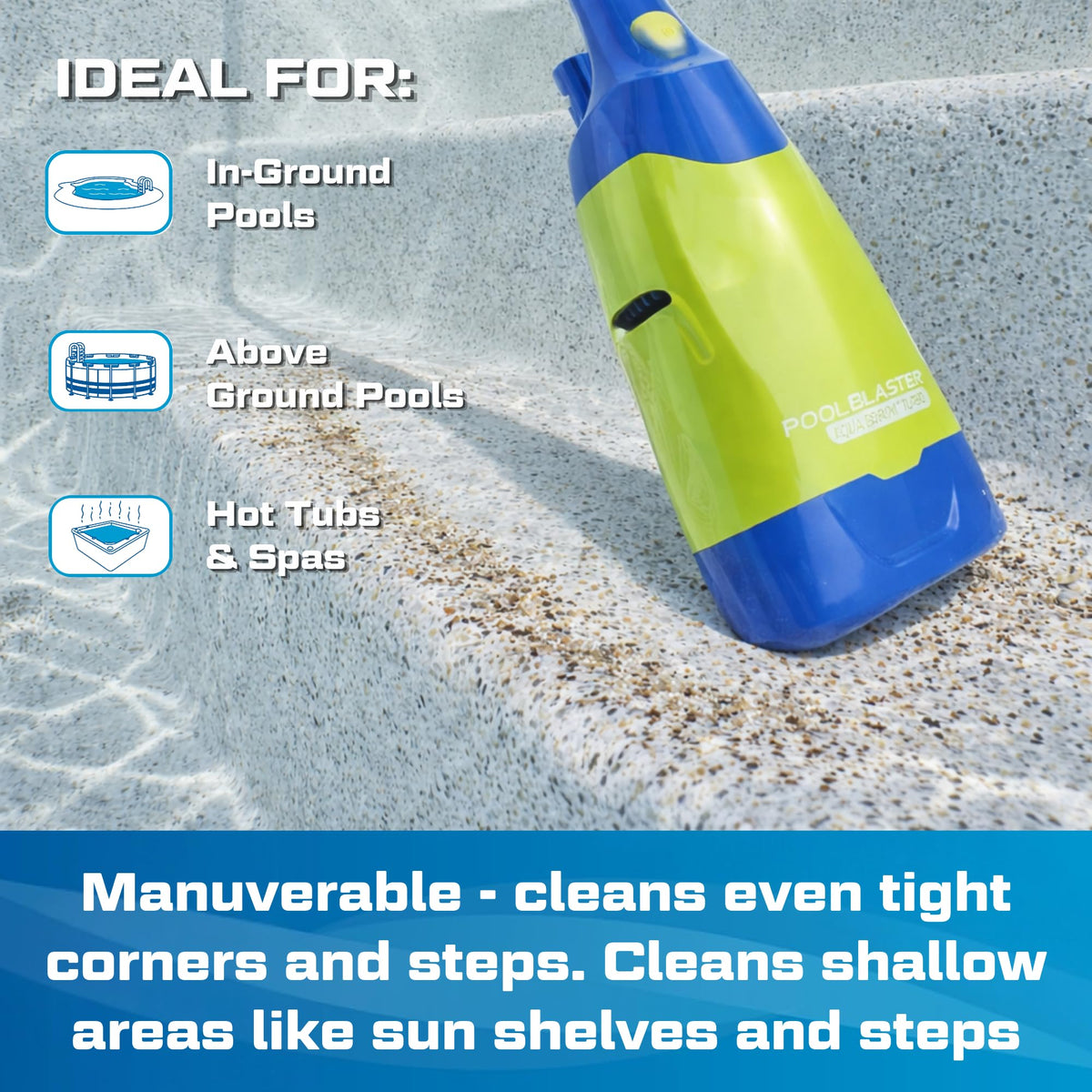 Pool Blaster Aqua Broom Turbo Spa Vacuum for Hot Tub Cordless Hoseless Rechargeable USB Charging Cable Included