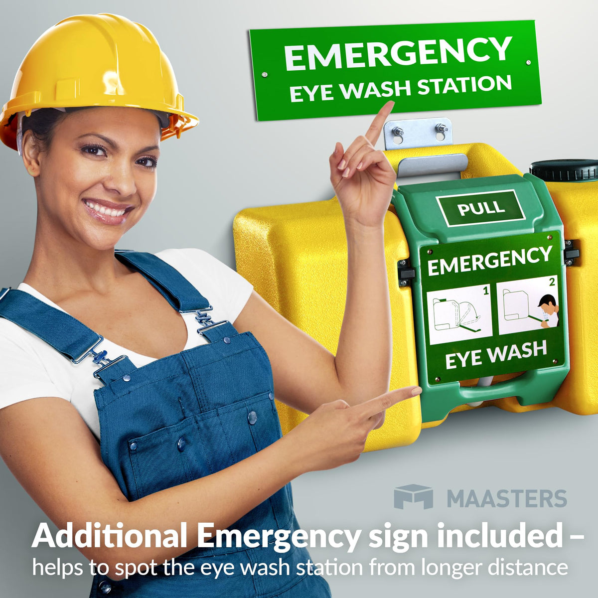 MAASTERS 8gal Portable Eye Wash Station, Wall Mount Eyewash Station OSHA-Compliant, Emergency Eye Wash Station with Mirror & Dual Spray, First Aid Eye Wash Units