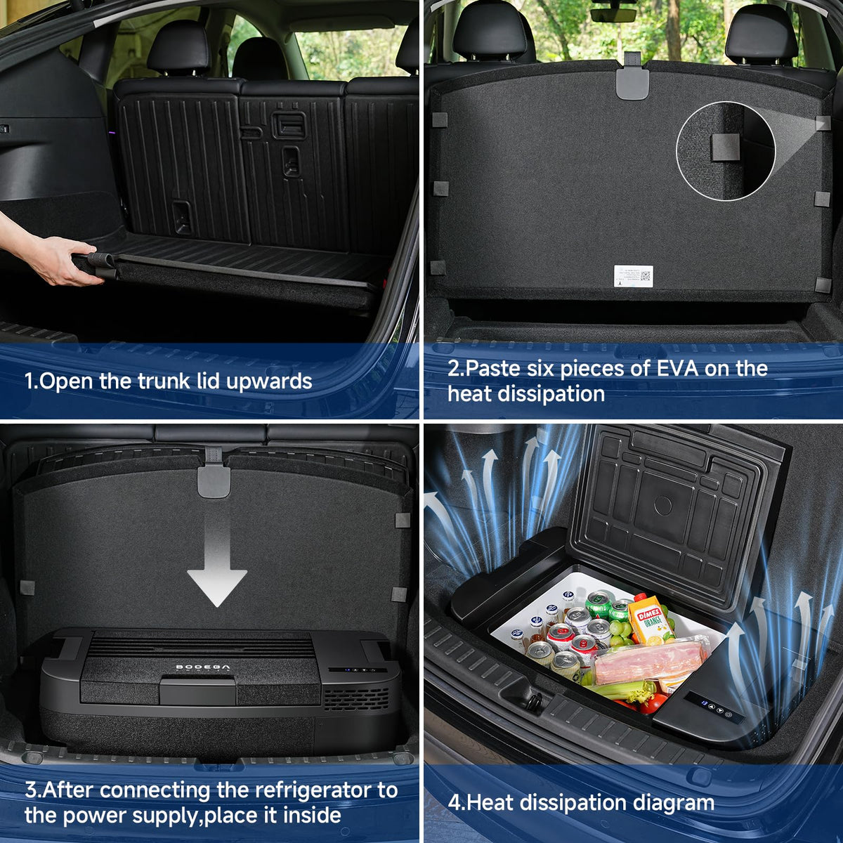 BODEGACOOLER 35L Built-In Car Refrigerator for Tesla Model Y- Ultra-Quiet Fast Cooling to -4℉, Smart App Control, Space-Saving Design for Camping & Road Trips 12/24V DC/AC,-4℉-68℉