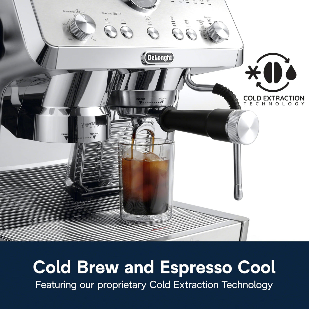De'Longhi La Specialista Opera Espresso Machine – Cold Brew & Espresso Maker with Smart Tamping, Burr Grinder, Milk Steam Wand/Frother & 19-Bar Pressure – For Lattes & Cappuccinos
