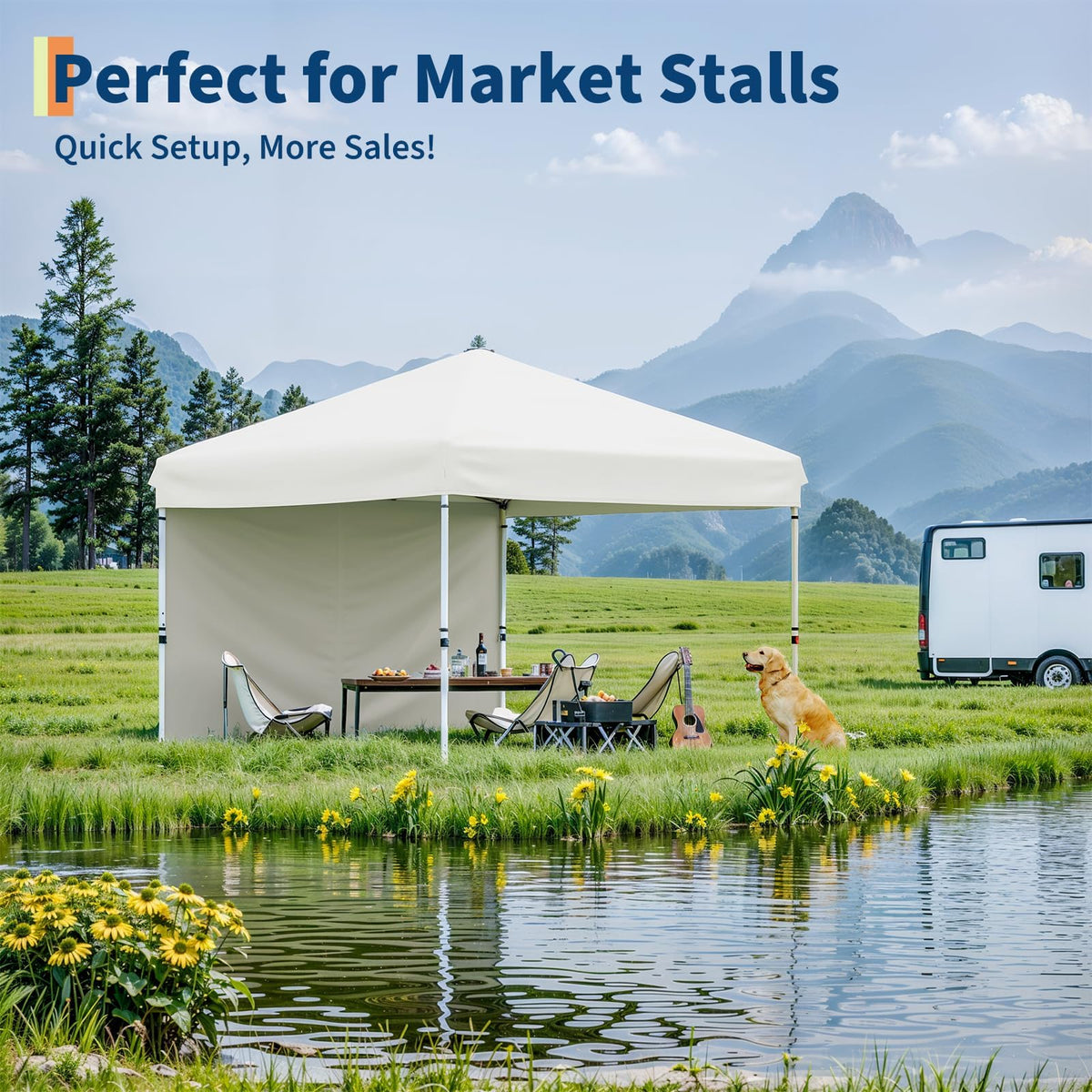 GarveeHome 10x10 Pop Up Canopy Beach Tent with Removable Sidewall UPF 50+ Waterproof, Tents for Camping & Parties, Gazebo Outdoor Canopy Tent, Easy Setup in Center Lock One Push Instant, White