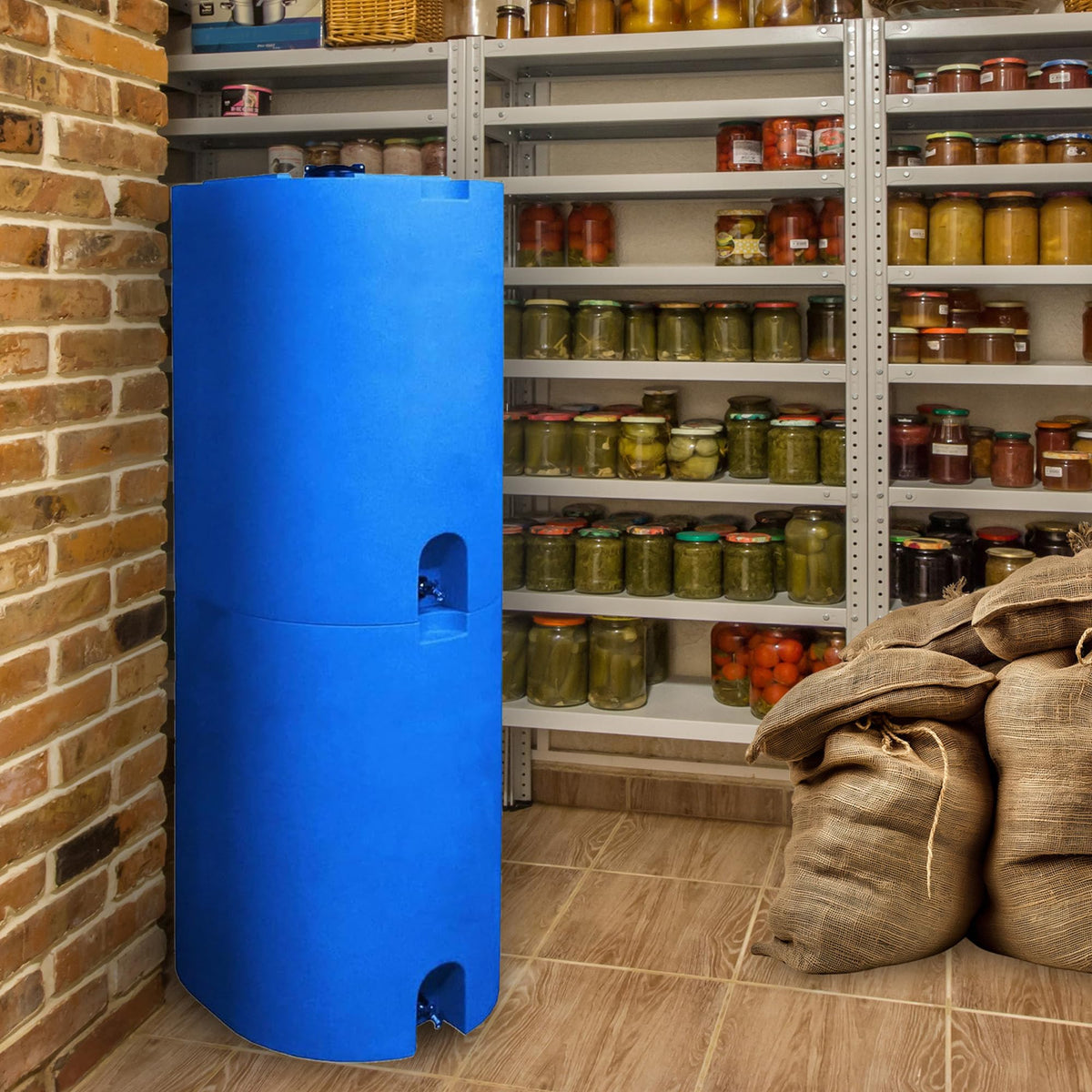 WaterPrepared 4 Pack Water Tank, Rain Barrel Storage, Stackable Drum, 55 Gallon
