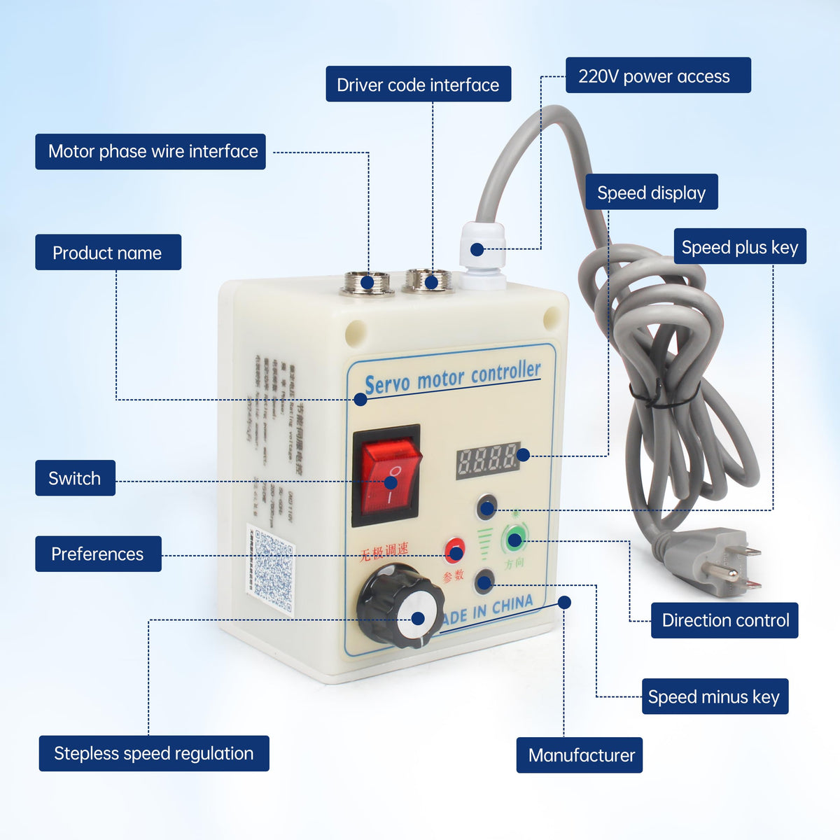 RATTMMOTOR 750W Permanent Magnet Brushless Servo Motor Max Speed 6500rpm/min with Servo Motor Controller for Woodworking Machine/Lathe/Drilling and Tapping Machine/Reducer/Belt Sander (220V)