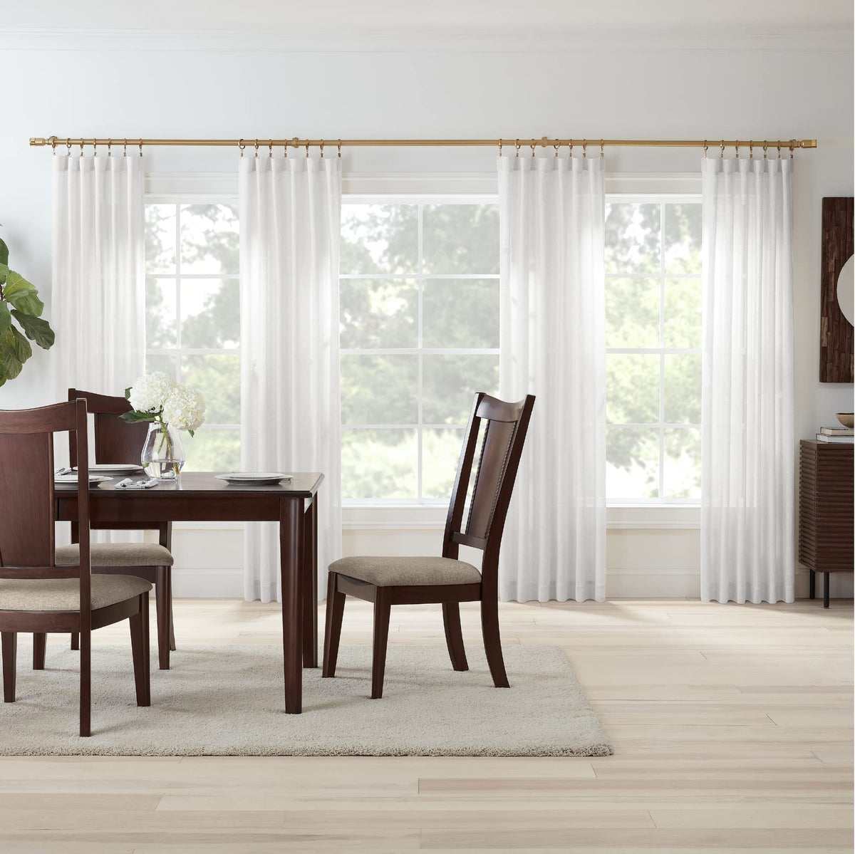 MODE Premium Collection Single Curtain Rod Set with Cylinder finials - 144 to 240 in, Warm Gold