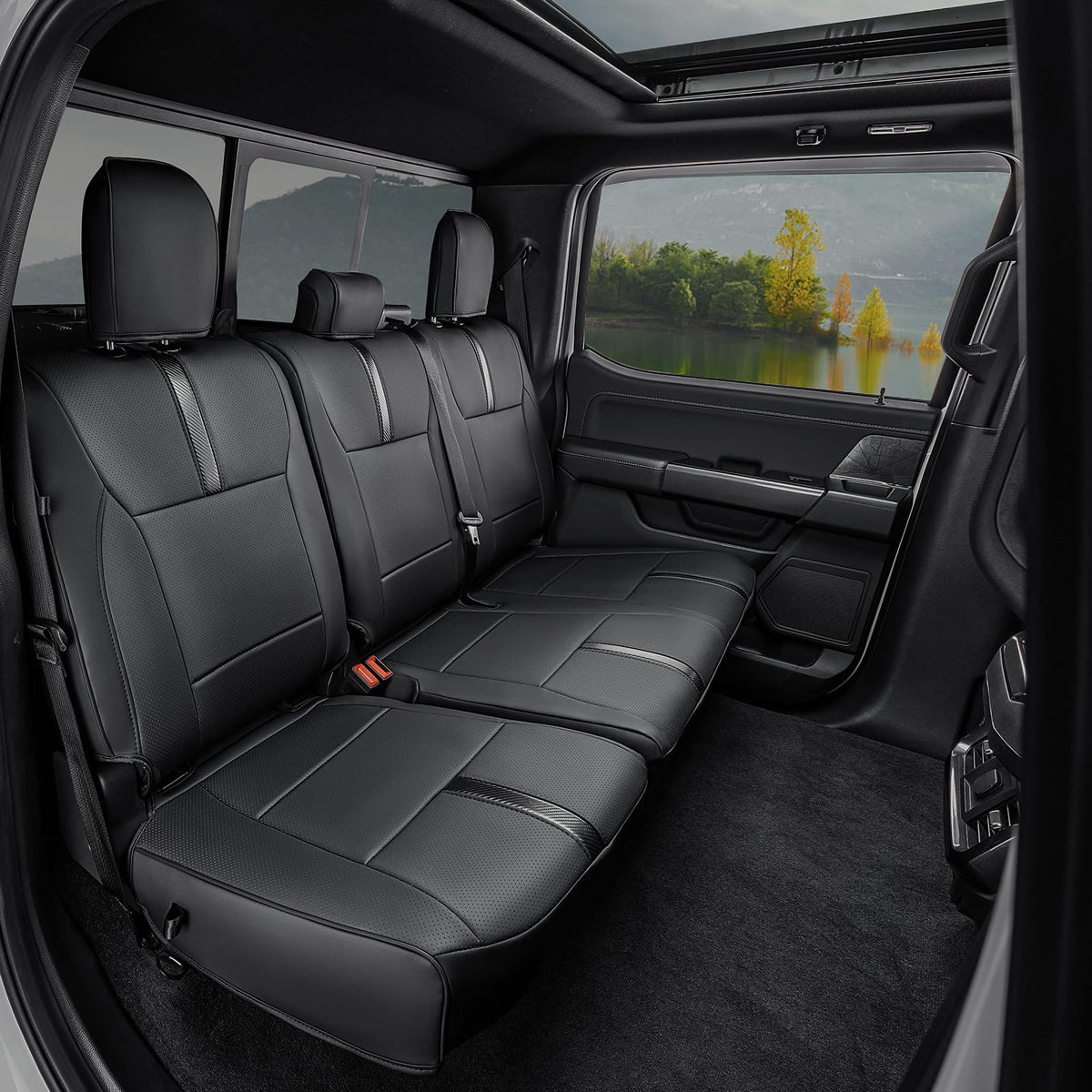DiffCar for Ford F150 Seat Covers 2015-2023 2024 2025 2026,Full Set Leather Waterproof Black Trucks Pickup Seat Covers Custom Fit for Ford F150 Accessories,Car Seat Cover for SuperCrew/CrewCab(XL,XLT)