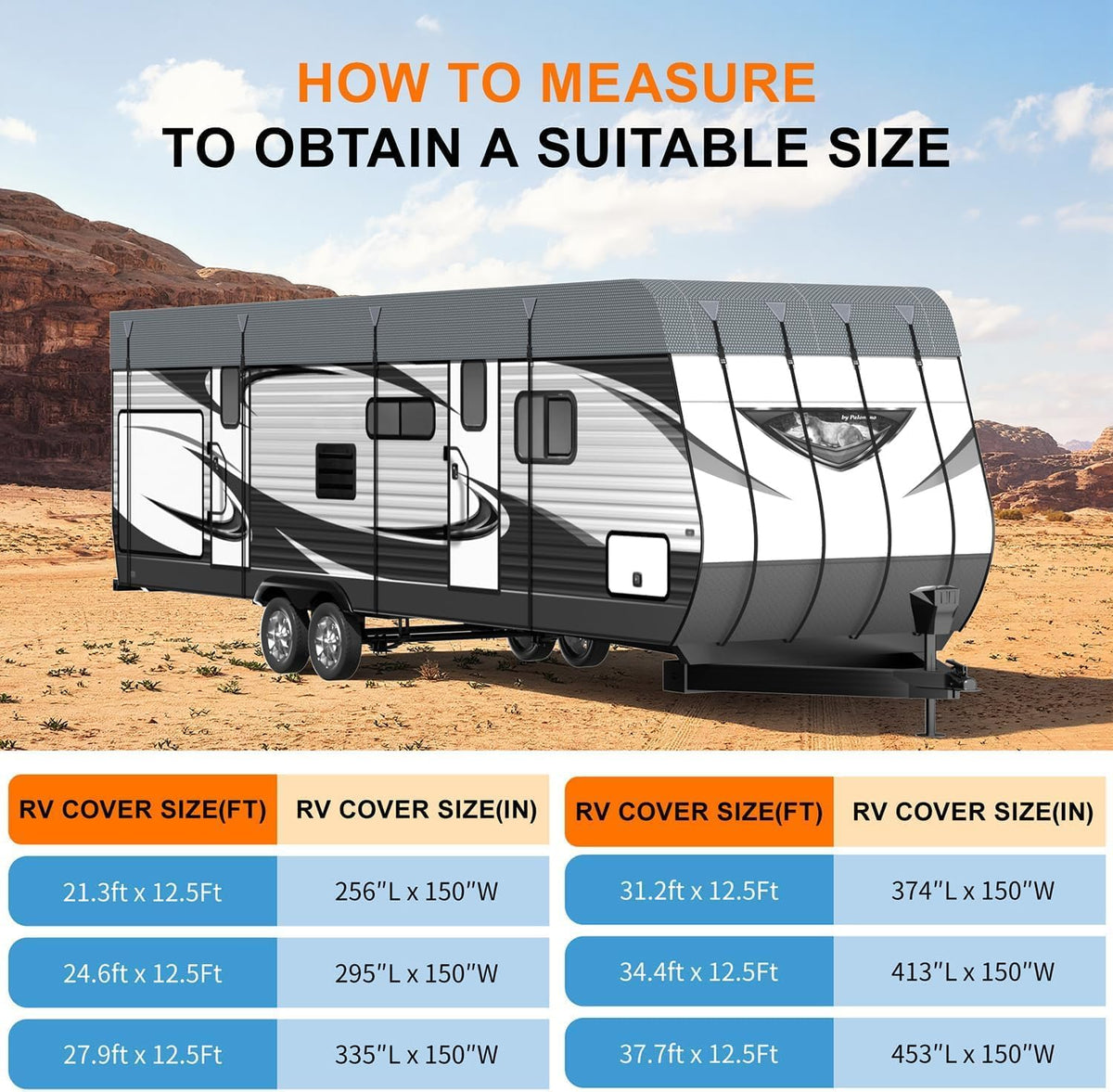 Camper Trailer Rv Roof Cover - Utility Travel Class A/B/C Pop Up Heavy Duty Covers 5th Wheel Sun Shade Motorhome Heat Equipment Motor Home Canopy Waterproof Tarp Heavy Hail Canvas,31.2 FT x12.5 FT