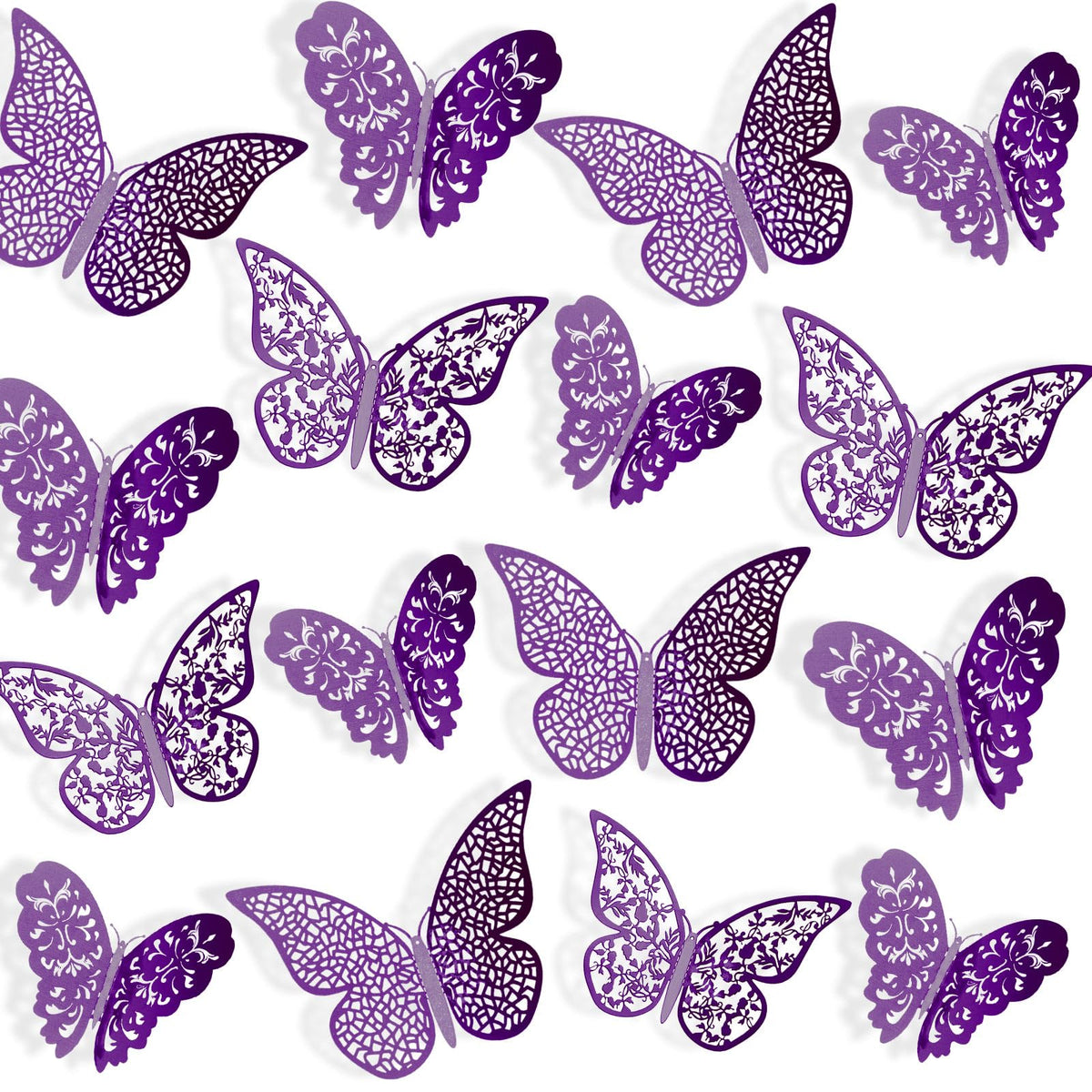 Bememo 72 Pieces 3D Butterfly Wall Decals Sticker Decal Wall Decor Art Decorative Sticker 3 Sizes for Room Offices Bedroom Bathroom Living Room Decor(Purple)