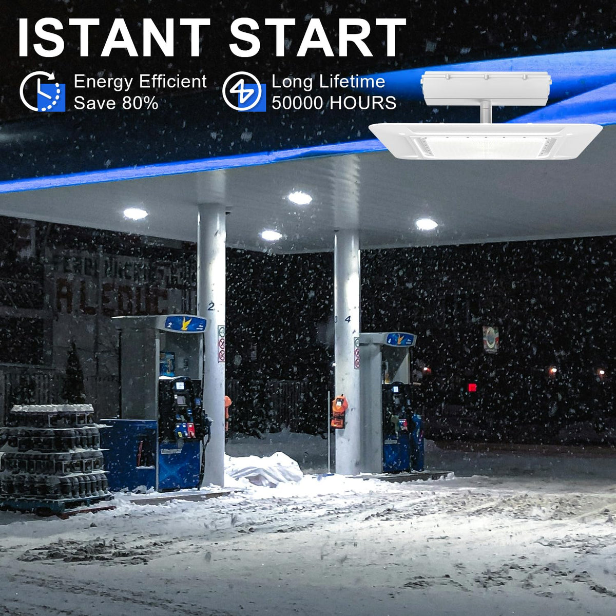 OSTEK 240W LED Canopy Light, 33,600LM 5700K, IP65 Waterproof Super Slim Gas Station Light, 1000W HID/HPS Equivalent, Surface Mount Fixture for Parking Lots, Warehouses, Airports, 100-277V