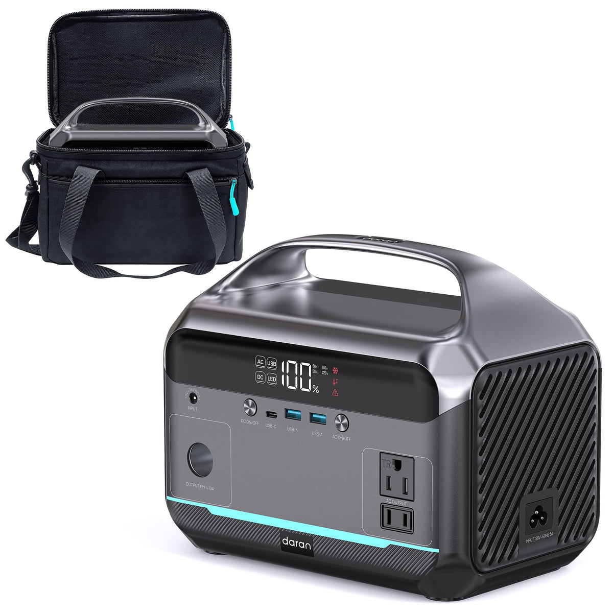 DARAN Portable Power Station 350W (600W Surge), Solar Generator 288Wh LiFePO4 Battery Backup with AC Outlets, 7-Port Design Power Bank for Camping, Hurricane Emergency RV