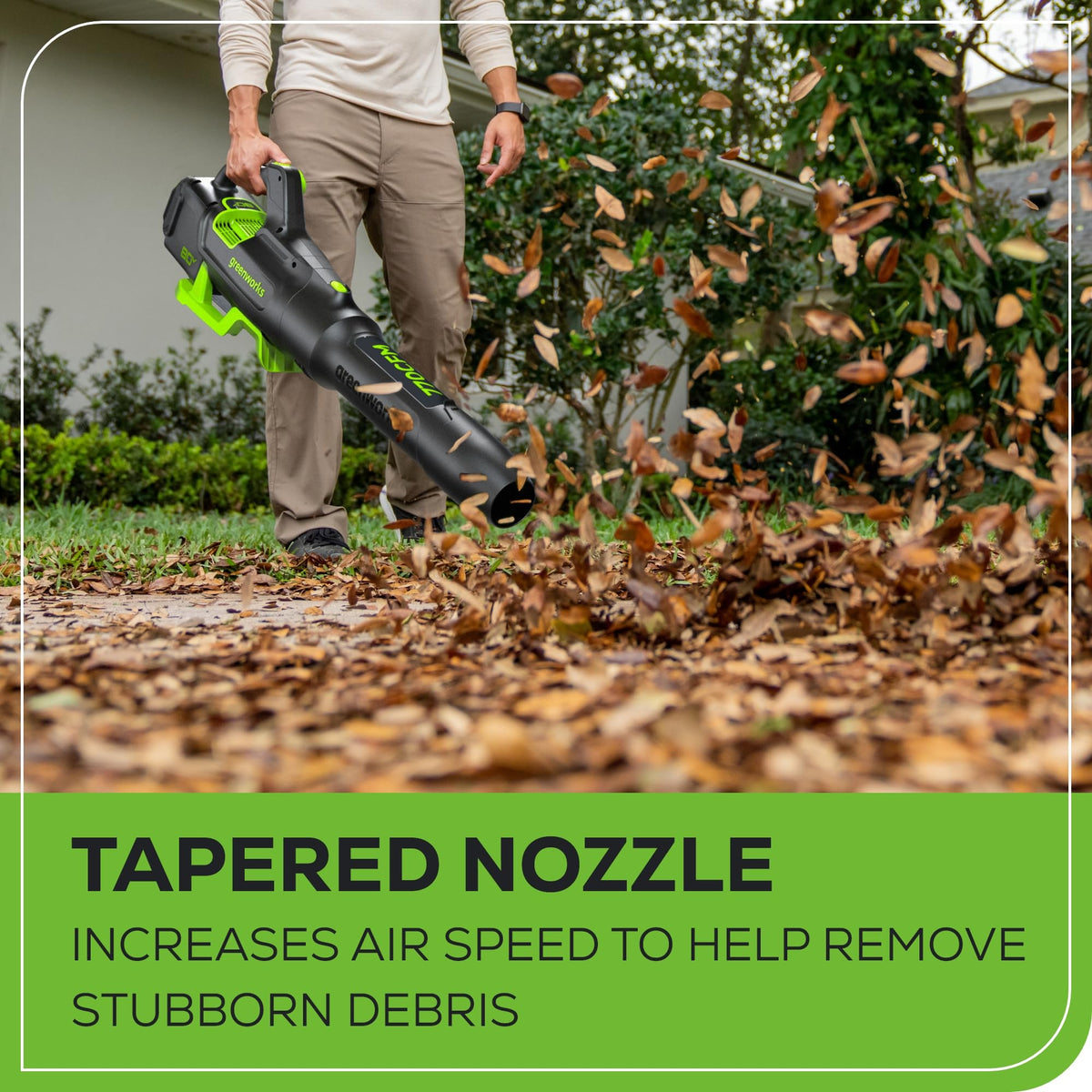 Greenworks 80V (770 CFM / 190 MPH) Brushless Cordless Leaf Blower (Turbo Button, Cruise Control, 28 CC Gas Equivalent), 4.0Ah Battery (320 Wh Max) + Rapid Charger
