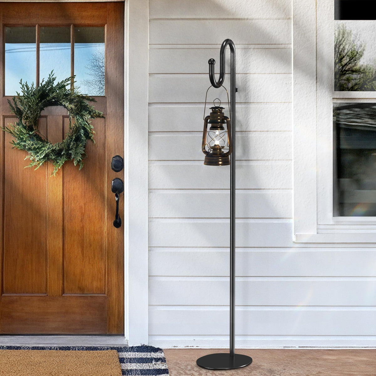 74" Shepherds Hook Stand for Plant: Hanging Bird Feeders, Plants, Lanterns, Wreath and Wind Chimes, Adjustable Free Standing Pole Holder with Heavy Duty Base for Indoor & Outdoor, Holds Up to 20 LBS
