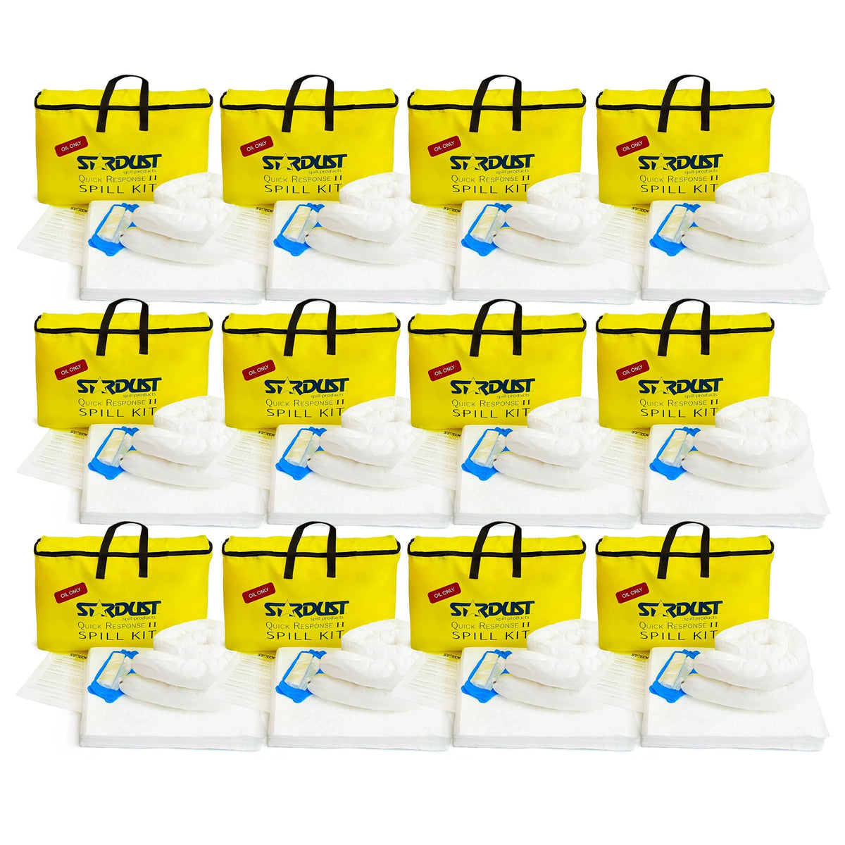 Stardust Spill Products Oil-Only Spill Kit – OSHA Compliant Solution for Vehicles, Industrial, & Restaurant Use, Emergency Response Oil Cleanup, 12-Pack