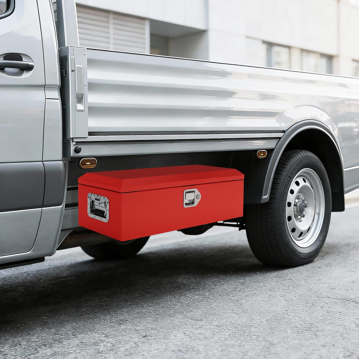 COZONY Heavy Duty 48x15 Inch Steel Truck Bed Tool Box, Lockable Weatherproof Cross-Bed Storage Chest, Industrial Strength for Full-Size Pickup RV Trailer