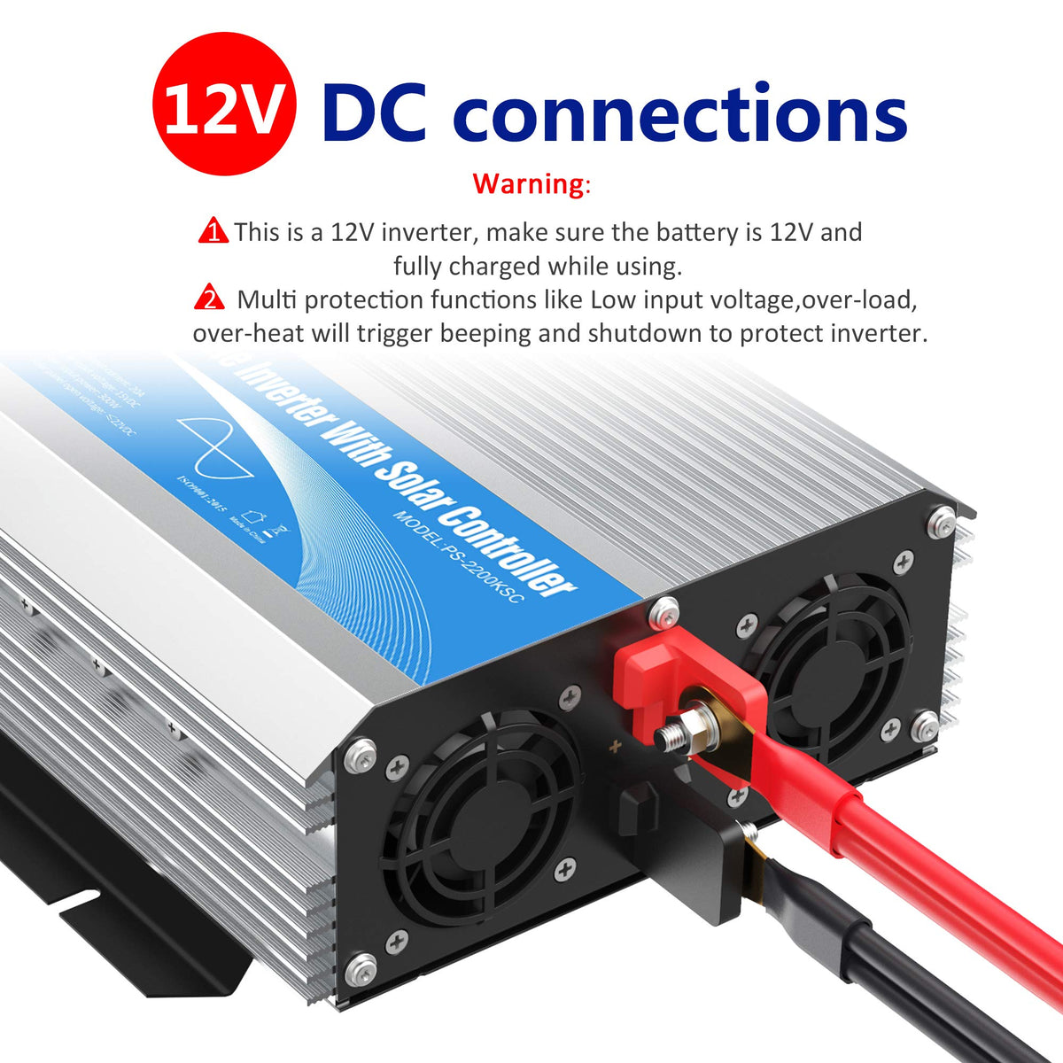 2200Watt Pure Sine Wave Solar Power Inverter with 20A Solar Charger Controller PWM and Wired Remote for Solar Setup RVs Camper Truck