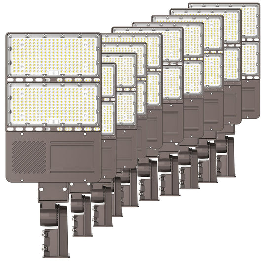 480V 320W LED Parking Lot Lights with Photocell, 48000LM 5000K LED Shoebox Pole Light Outdoor Adjustable Slip Fit, IP65 Flood Light Commercial Street Area Lighting, AC 277-480V ETL Listed, 10 Pack