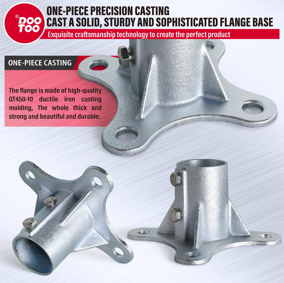 DooToo Chain Link Fence Post Flange - 2 1/2" Heavy Duty Round Post Base Bracket (8-Pack) Fits 2-3/8" Outer Diameter Fence/Mailbox/Flag Posts - Floor Mount Flange Kit