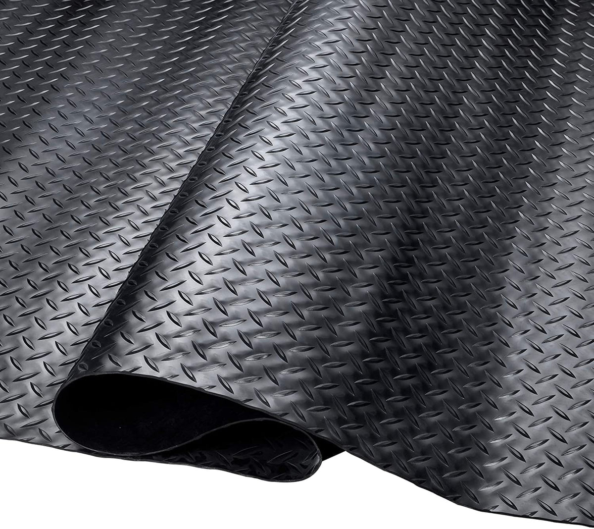 SEAL 5 x 10 FT Premium Garage Floor Mat, Solid 2.8mm Thick Lay-Flat Black Commercial Grade Heavy Duty Parking Mat for Golf Cart, Workbench, ATV, Water/Stain Resistant Runner (Embossed Diamond Plate)