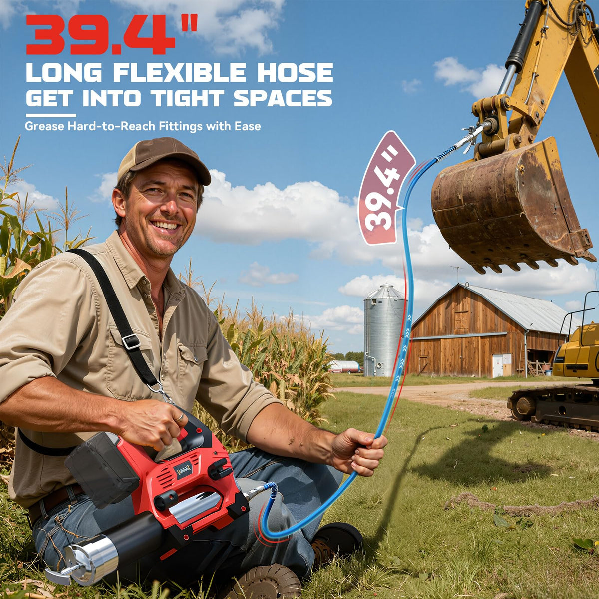 DIYtoolifz Cordless Grease Gun Compatible with Milwaukee 18V Battery, 12000PSI High Pressure, 3-Speed&Brushless Motor, 9oz/min Flow, 2-in-1 for Cartridge/Bulk Grease, 39.4”Hose&4 Couplers(Tool Only)