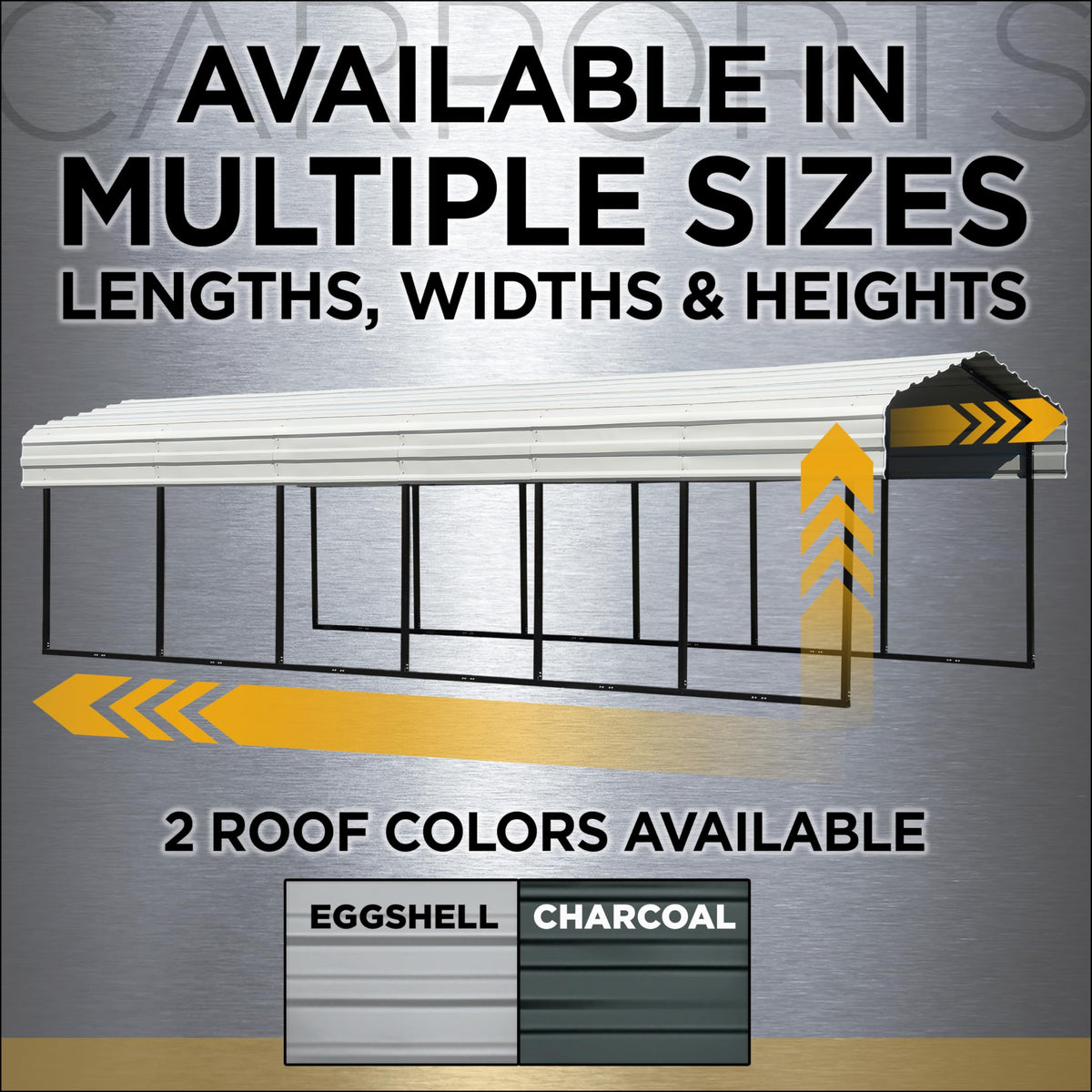 Arrow Carports Galvanized Steel Carport, RV Metal Carport Kit, 14' x 33' x 14', Eggshell