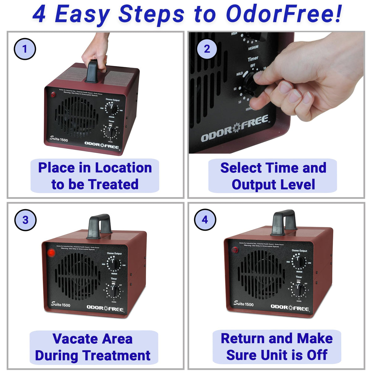 OdorFree Suite 1500 Ozone Machine Odor Removal for Eliminating Smells from Small Apartments, Hotels, Vehicles and Boats - Ozone Generator