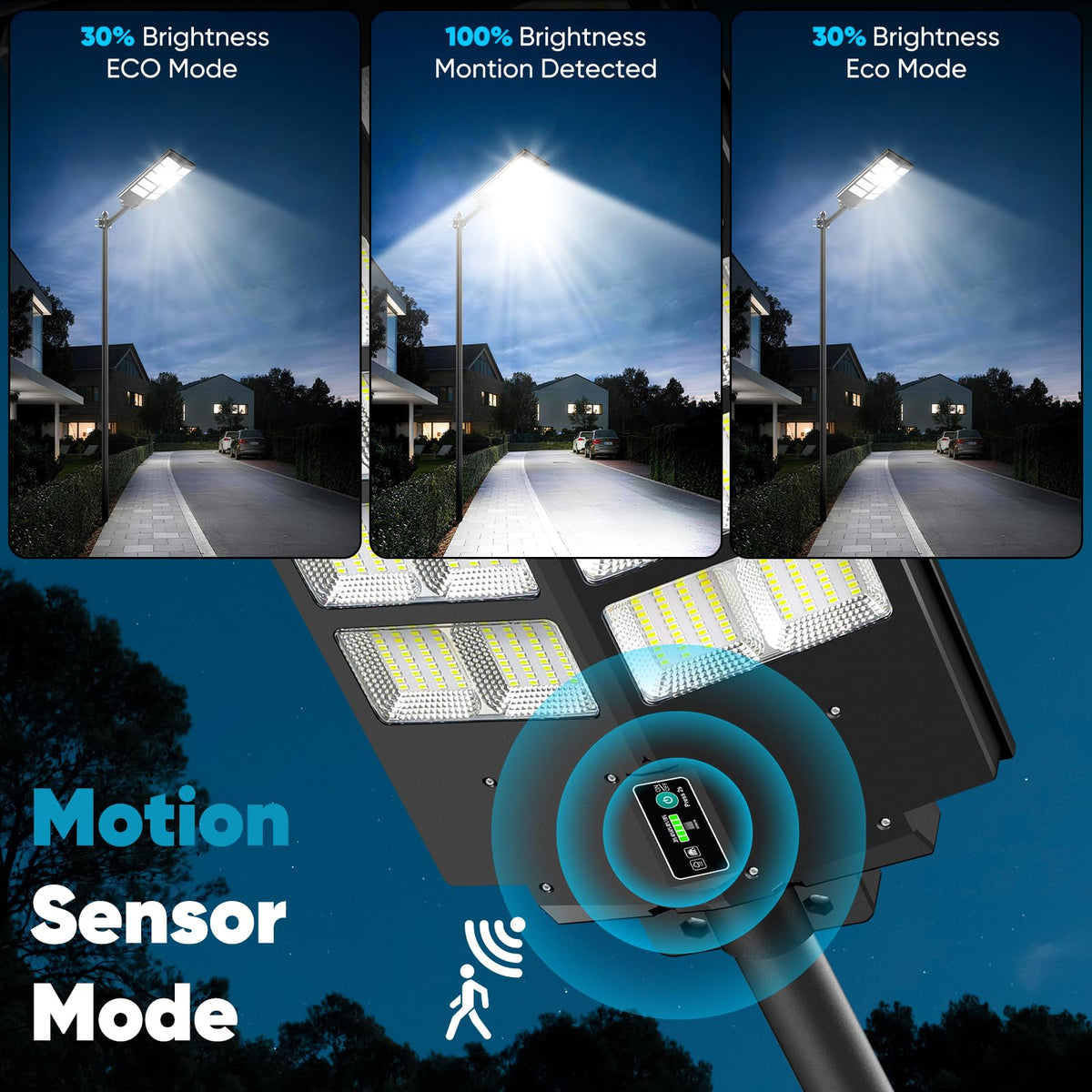 2 Pack 26" Large Solar Street Lights Outdoor Waterproof - 9000W 120000LM Solar Powered Parking Lot Light Dusk to Dawn,Motion Sensor Commercial LED Solar Flood Lights Remote Control