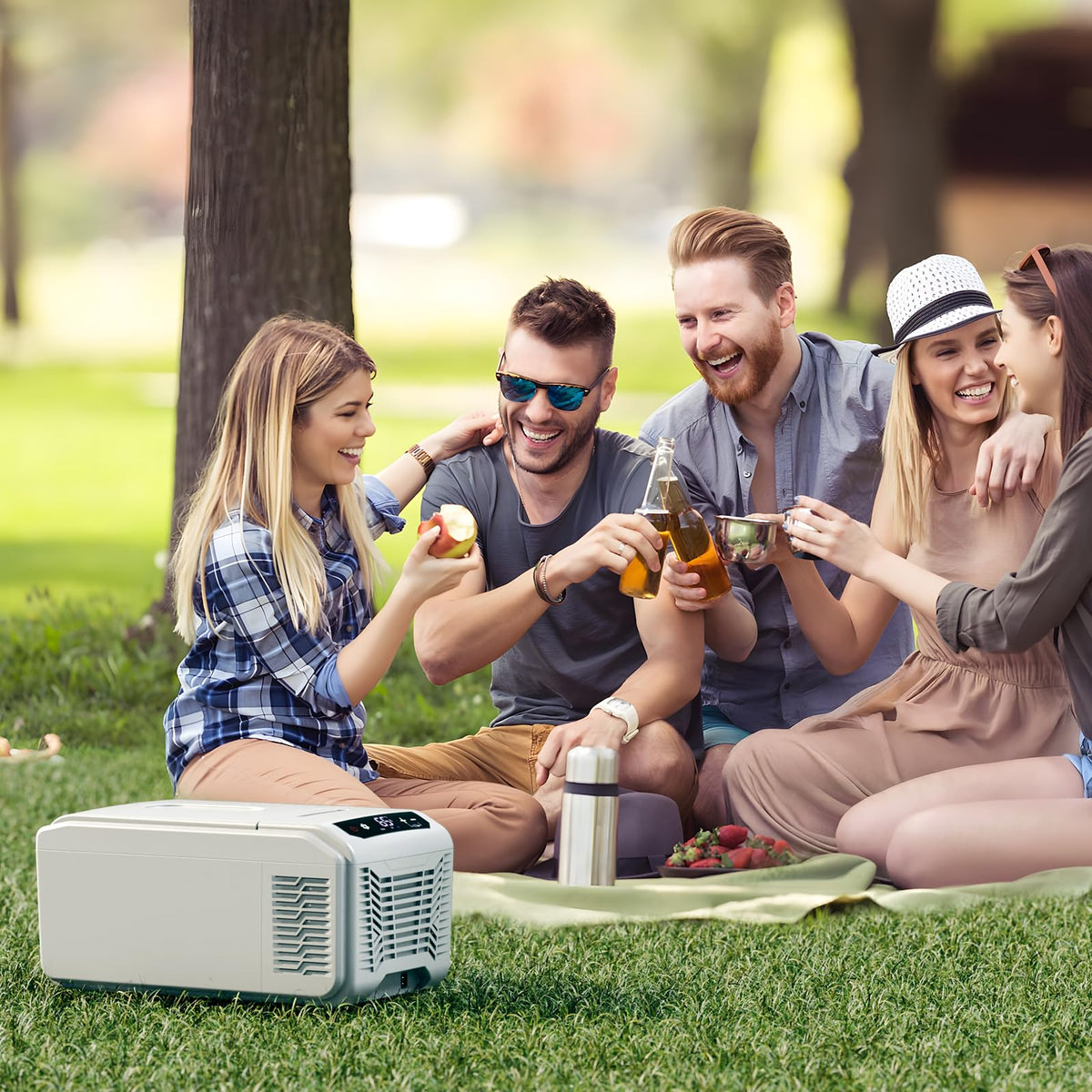 Antarctic Star Car Refrigerator, 12 Volt Car Fridge, 16 QT Portable Freezer Compressor Electric Cooler For Car, Control Panel with Lock, -4℉-68℉ 12V DC & 100V AC for Car/RV/Camping/Travel