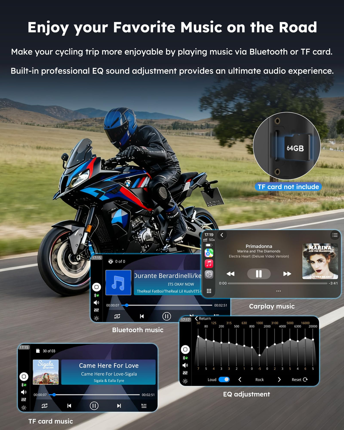 Carpuride W602BSPRO for BMW Motorcycle Carplay & Android Auto 6.25" IP67 Waterproof Car Play Moto GPS Navigation Screen with Dual Bluetooth, Data Reading, OTA, Wonder Control, TPMS, Compass, Barometer