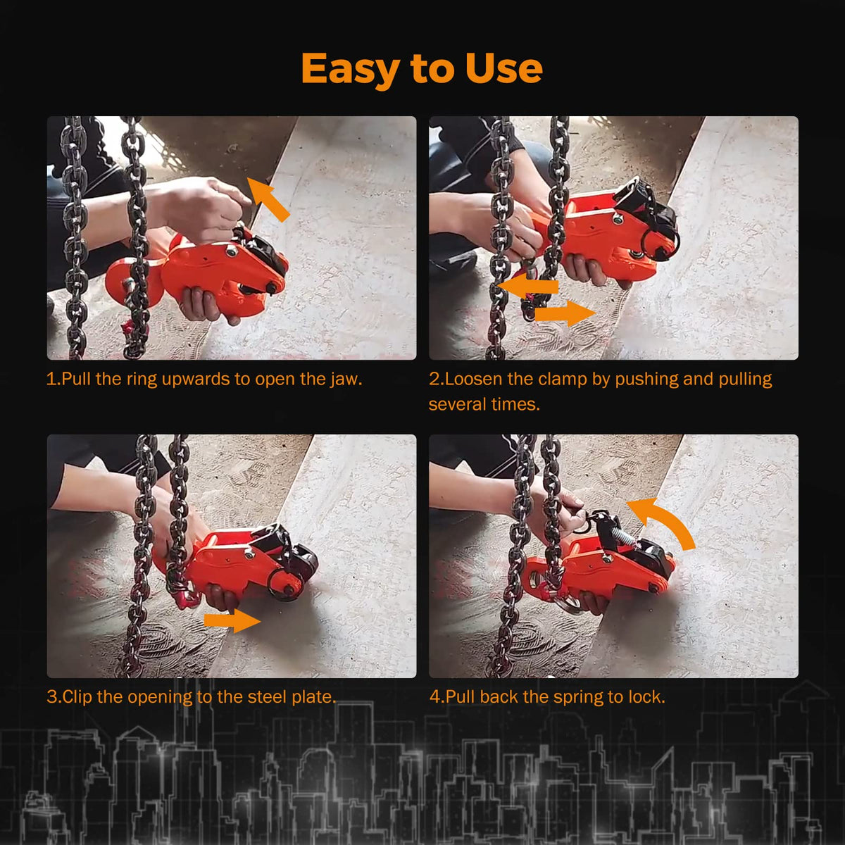 BEAMNOVA 2 Ton 4400 lbs Vertical Plate Lifting Clamp Sheet Metal Lifting Clamp Metal Steel Plate Lifting Clamps Lifters Heavy Duty Orange