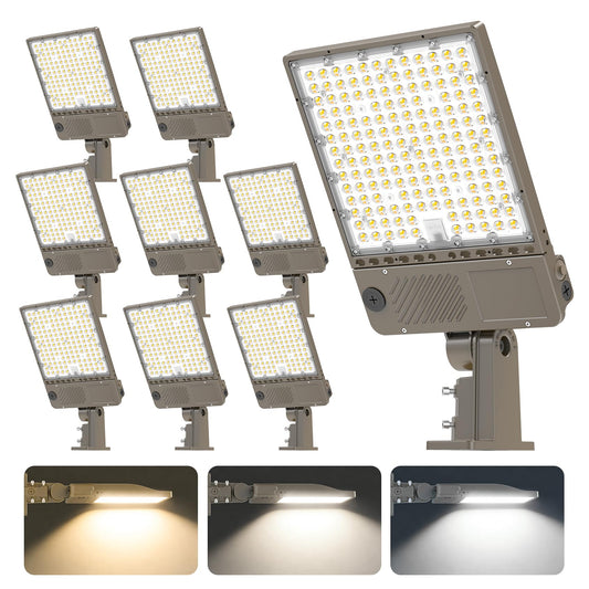 ADUB 9 Pack LED Parking Lot Light, 320W 240W 200W, 48000LM, 3000K/4000K/5000K CCT, 0-10V dimmable ETL Listed, IP65 Rated, AC100-277V, with Adjustable arm & Slip-fit Mount for Area Lighting