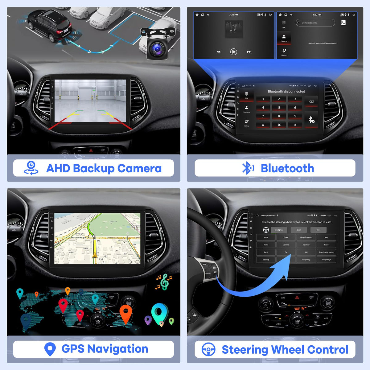 [2G+64G] Car Radio for Jeep Compass 2017-2020, 10 inch Touch Screen Android 13 Stereo, Carplay/Android Auto/EQ Audio/SWC/Bluetooth +AHD Backup Camera