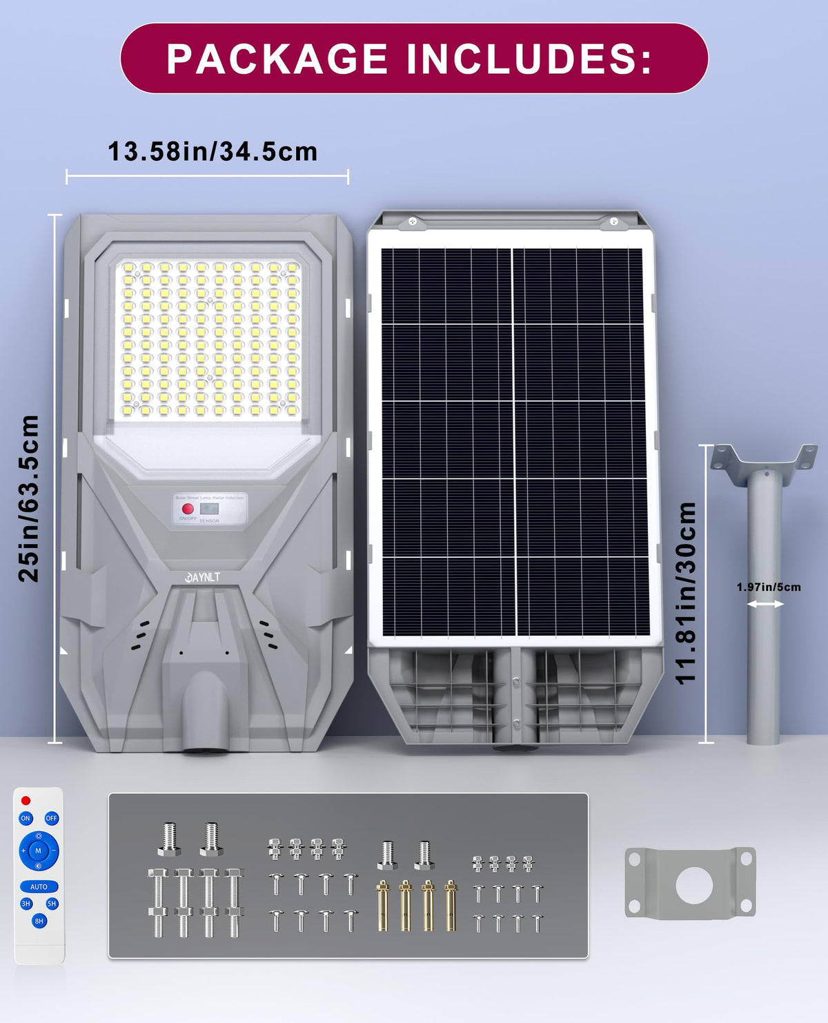 JAYNLT X-8500W Solar Street Lights,6500K Commercial Parking Lot Light Dusk to Dawn Dusk to Dawn,IP68 Waterproof Flood Security Street Lights Motion Sensor for Yard,Street