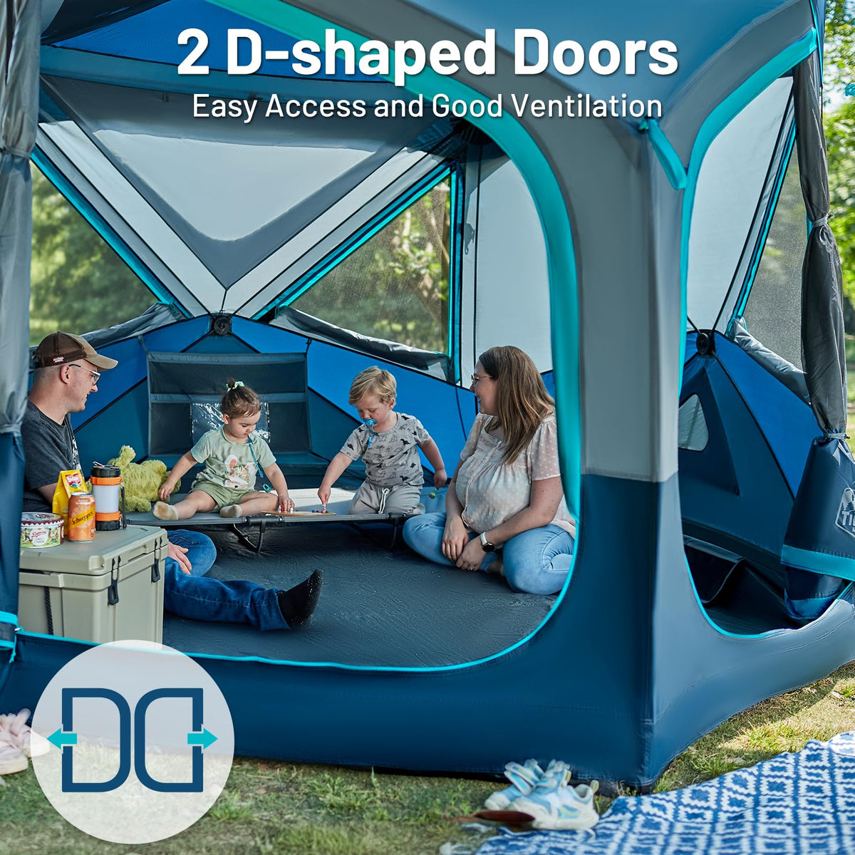 Timber Ridge 4-5 Person Instant Pop Up Cabin Hub Tent, 60S Easy Setup, Weather Resistant Family Tent with Rain Fly and Carry Bag for Outdoor Camping, Blue