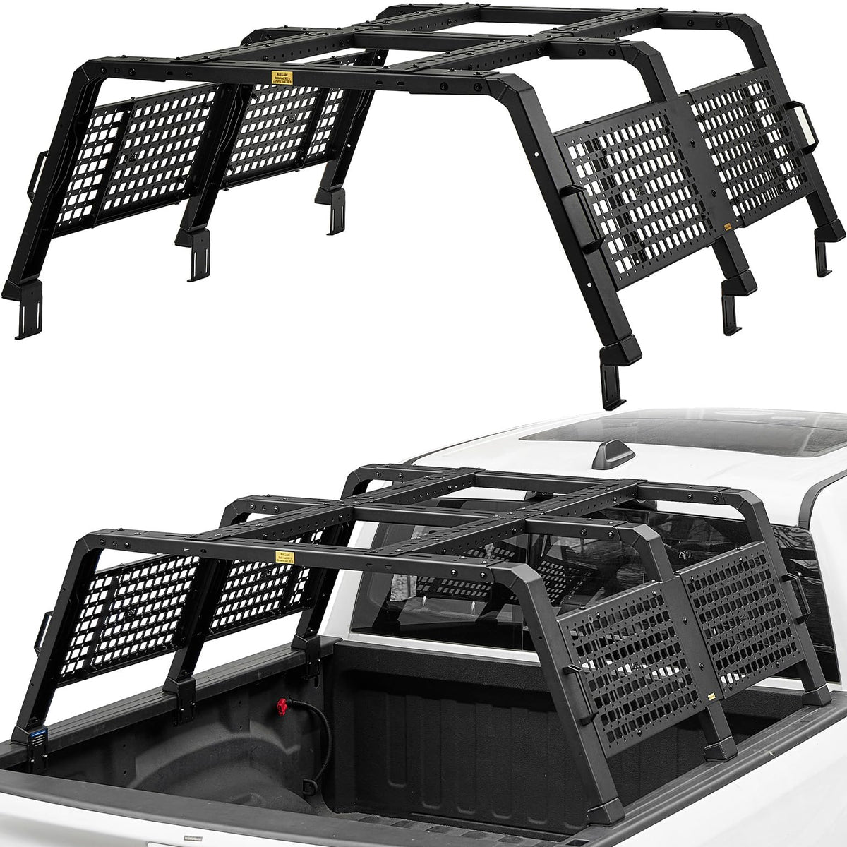 JOYTUTUS Full Size Truck Bed Rack Adjustable Overland Rack Compatible with F150 F250 F350 Silverado Sierra Ram Tundra Truck Rack for Kayak, Roof Top Tent