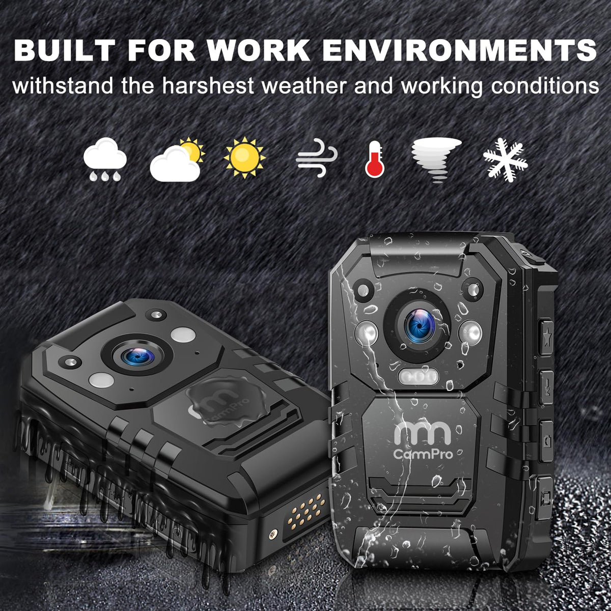 CammPro I826 HD Police Body Camera,128G Memory,Waterproof Premium Portable Body Worn Camera with Audio Recording Wearable,Night Vision,GPS for Law Enforcement (1440P)