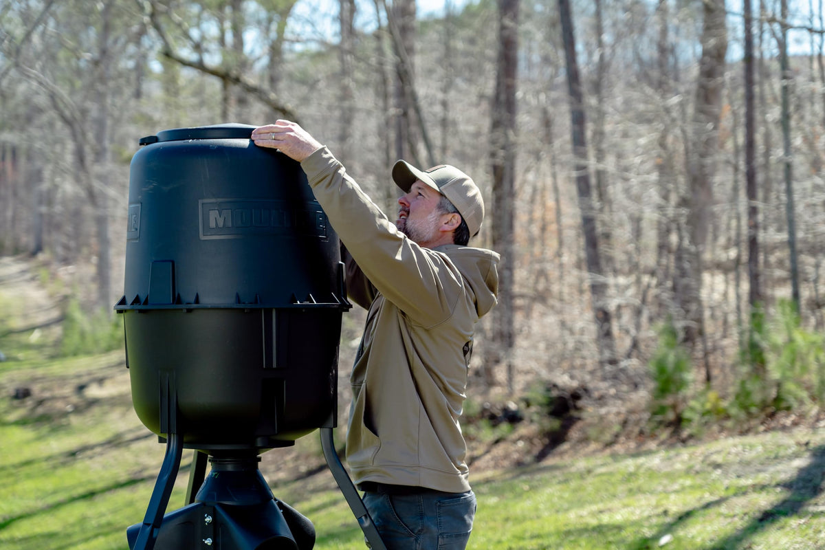 Moultrie 250 lb. Gravity Deer Feeder - Tripod Game Feeder - Easy Conversion Adapter - Protein Pellet Ready - Rugged No-Power Setup for Deer Management